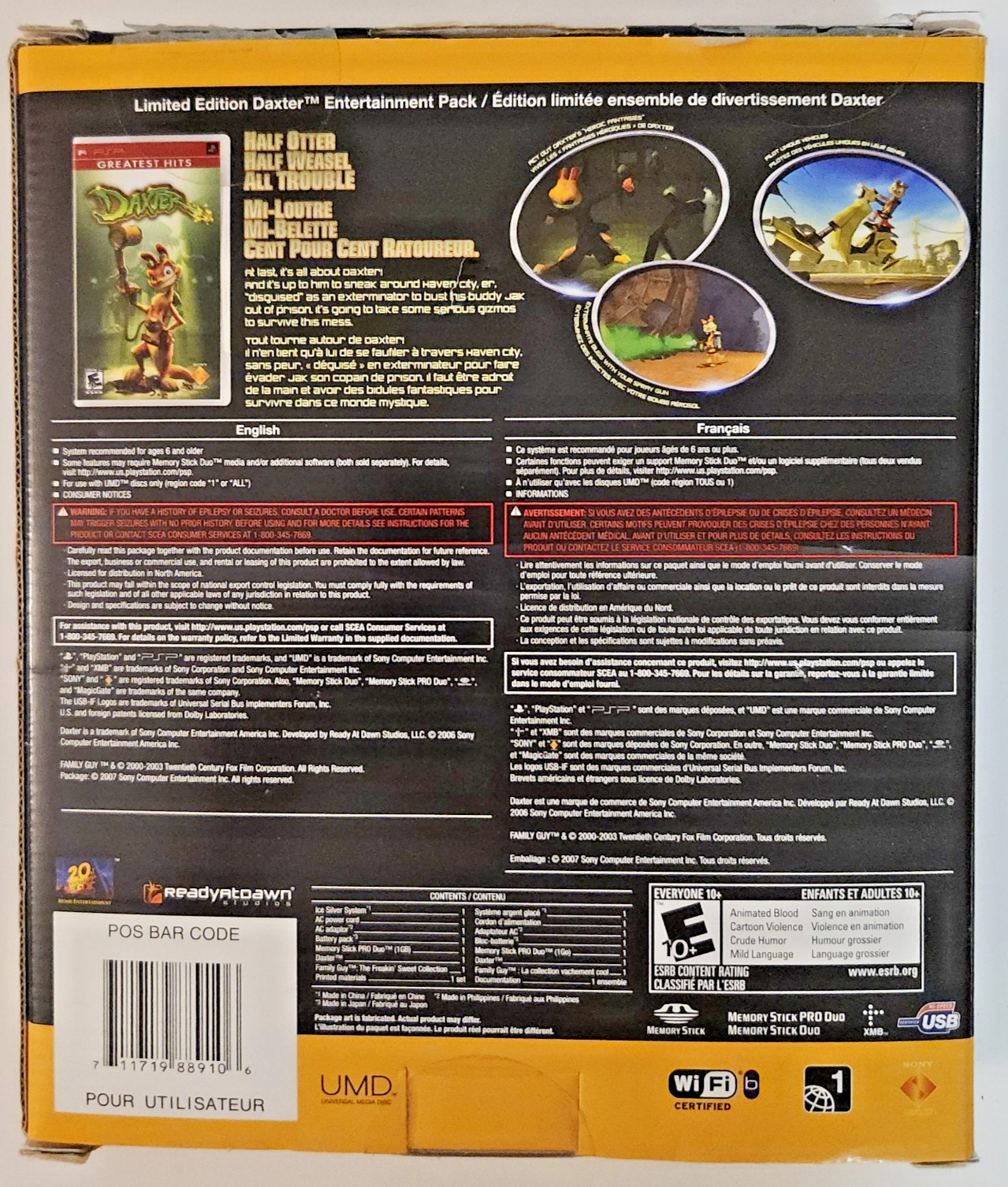 Silver PSP Limited Edition Daxter w Game – Family Guy – New Battery – Complete