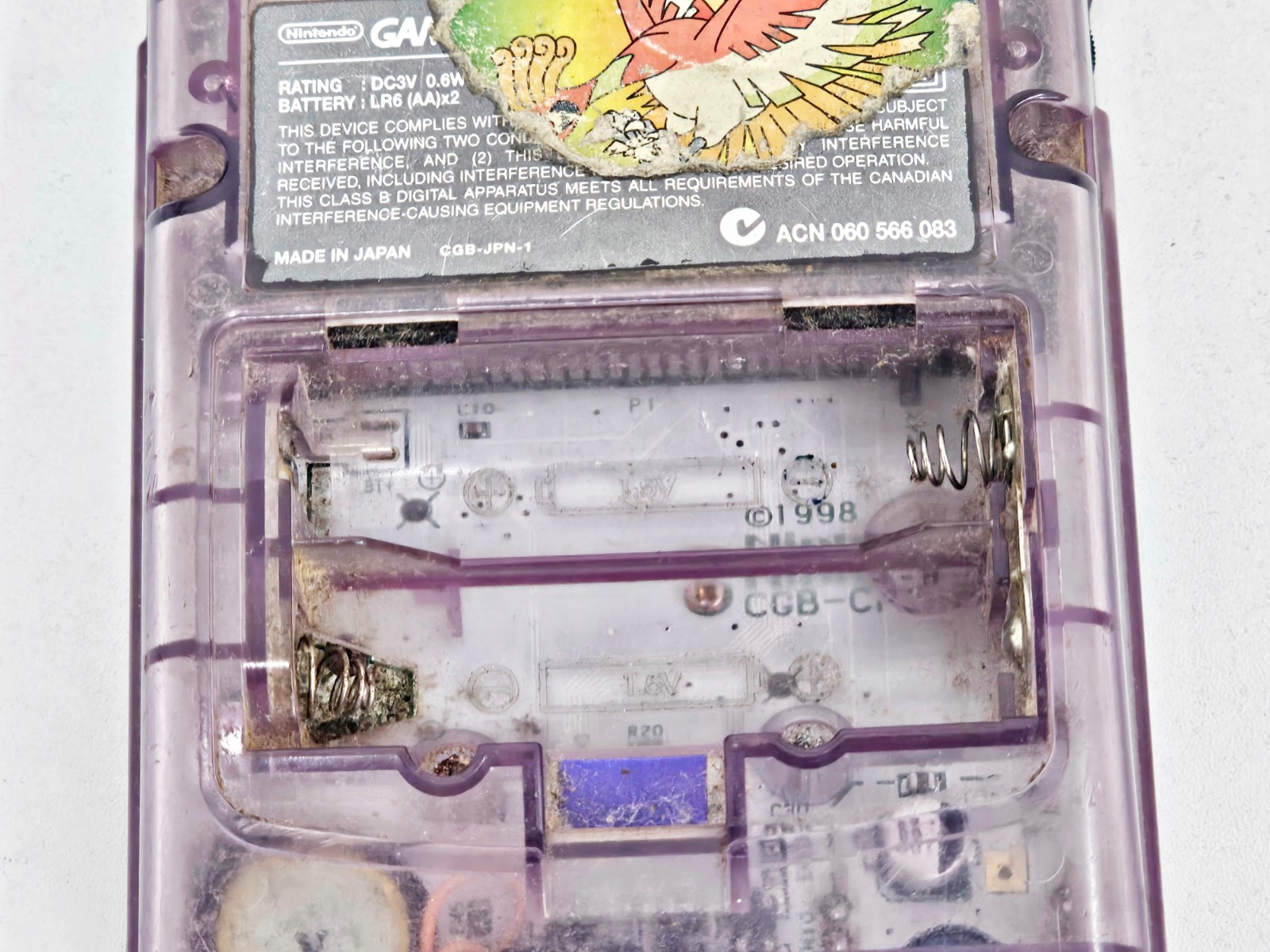 Nintendo Game Boy Color Clear Purple JUNK