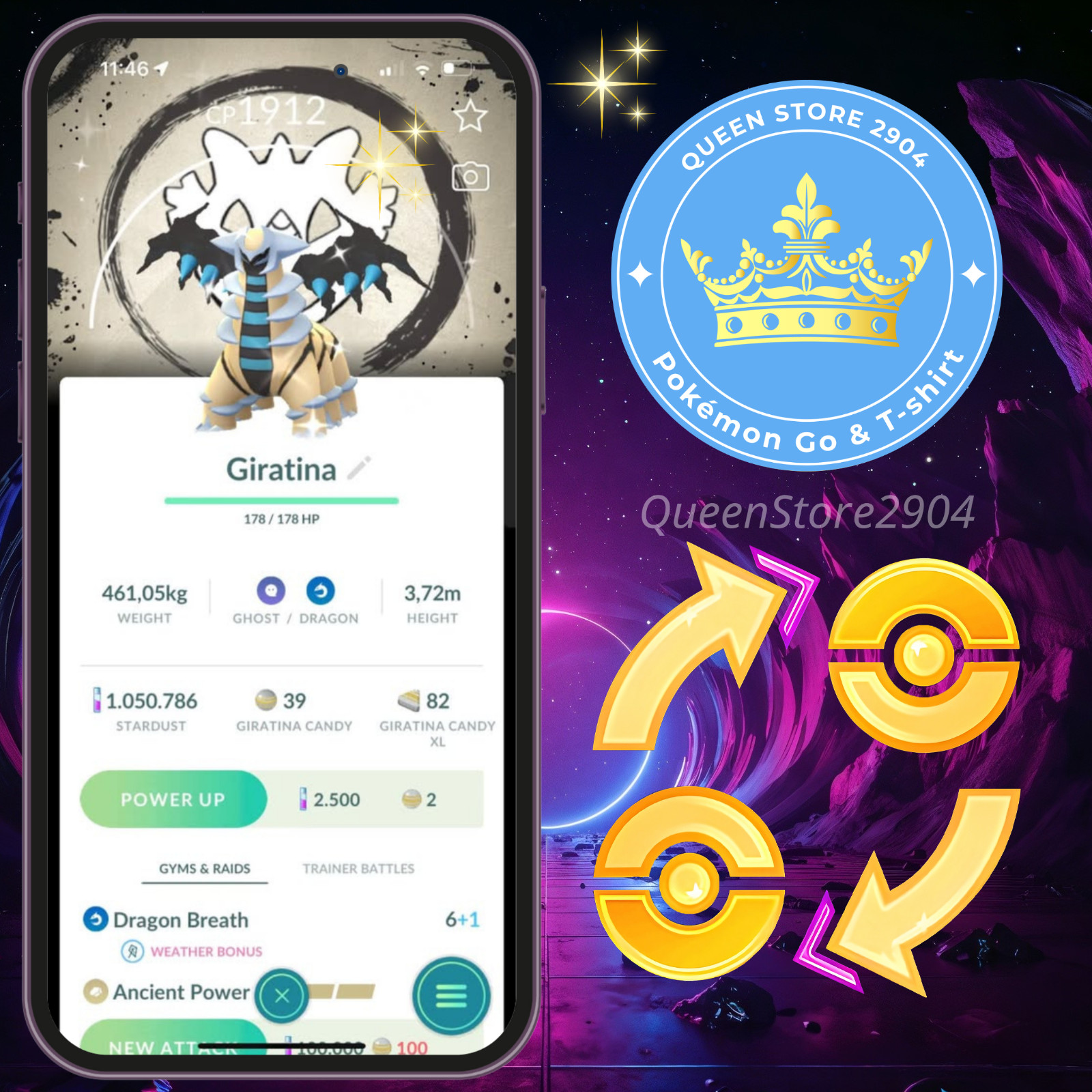 Pokémon —GO— Shiny Giratina Altered—Background—GO Fest 2026—PTC—TRADE—Digital♻️