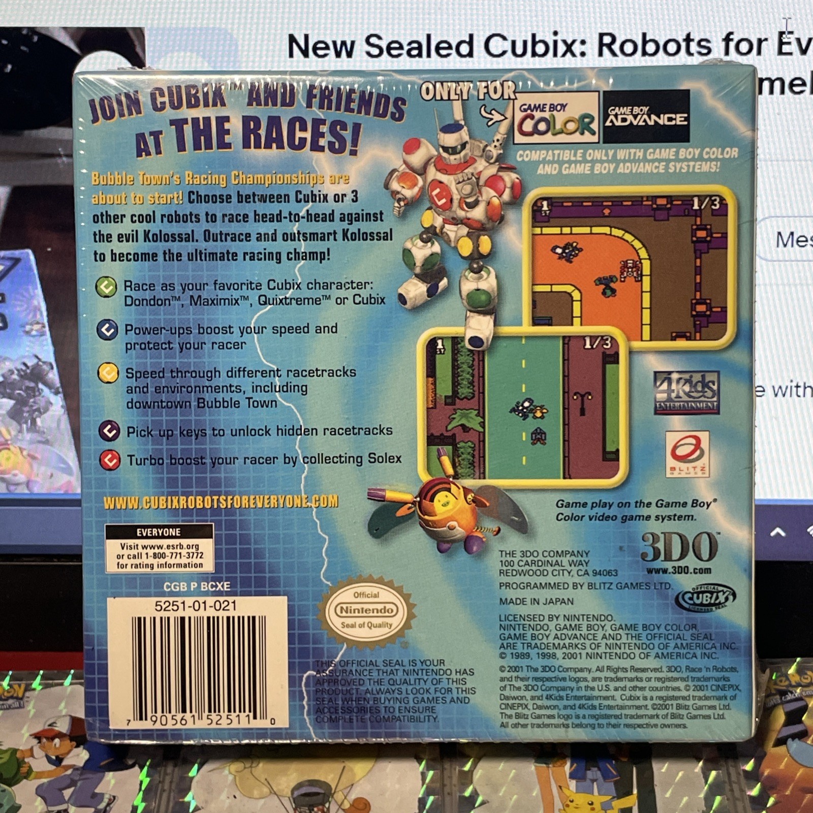 Brand NEW CUBIX Robots for Everyone Race ‘n Robots Nintendo GameBoy Color + CARD