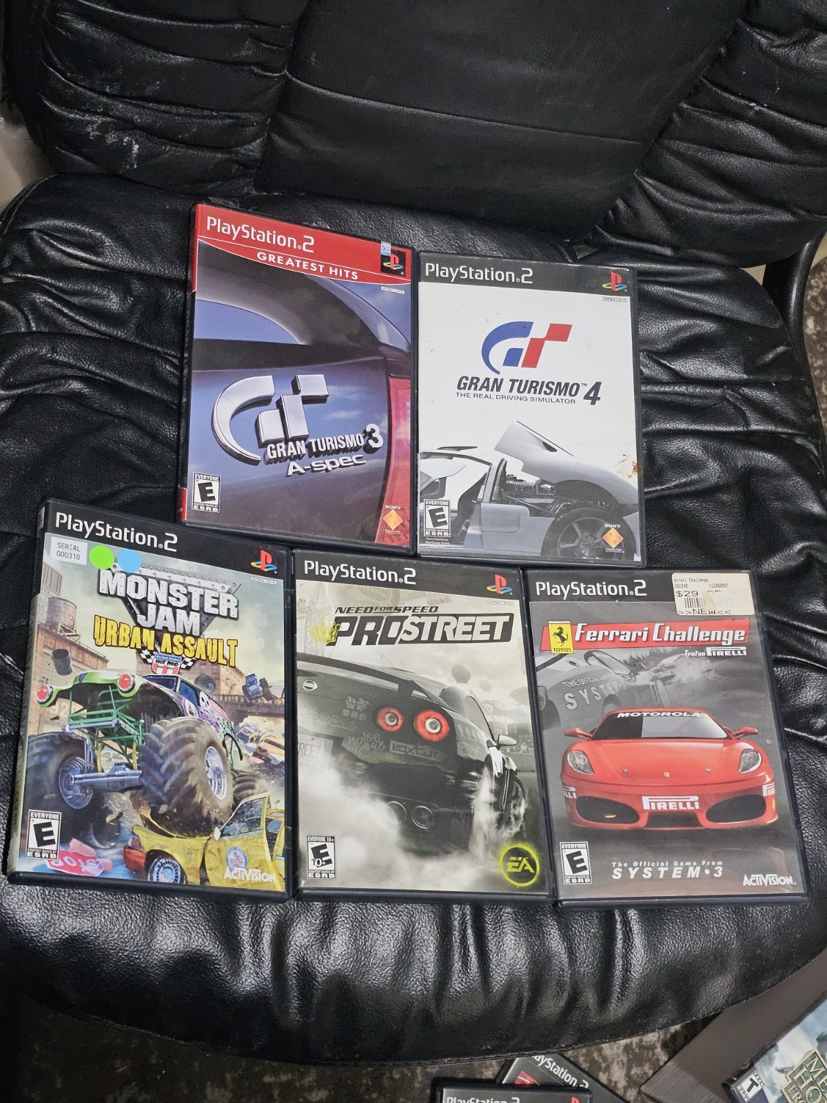 (PS2) 5 Games Lot! Gran Turismo 3 & 4! Ferrari! Need For Speed! Monster Jam!