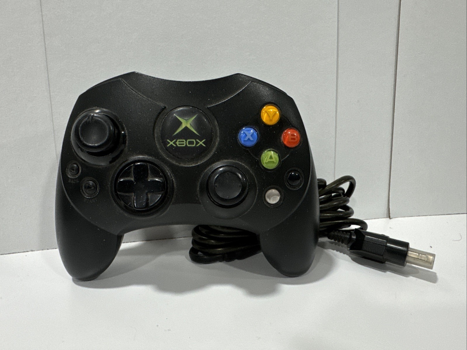 Original Xbox OEM Controller S Type Black X08-69873 w/ Breakaway Cable WORKS