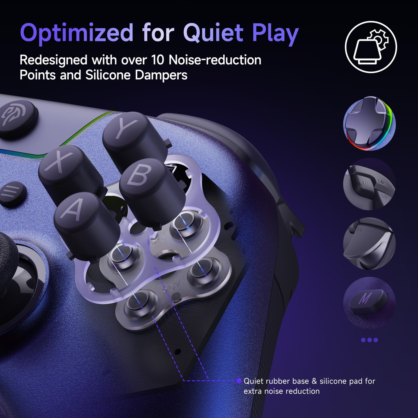EasySMX X05 Pro Wireless Gamepad: Silent, Hall Sticks, PC/Switch/Android, Purple