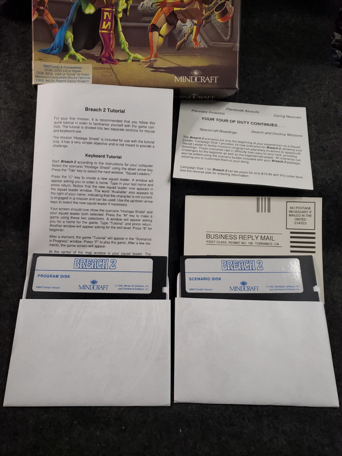 Breach 2 Mindcraft Game – (IBM, 1990) 5.25” Floppy – PC Big Box ……….(SB3)