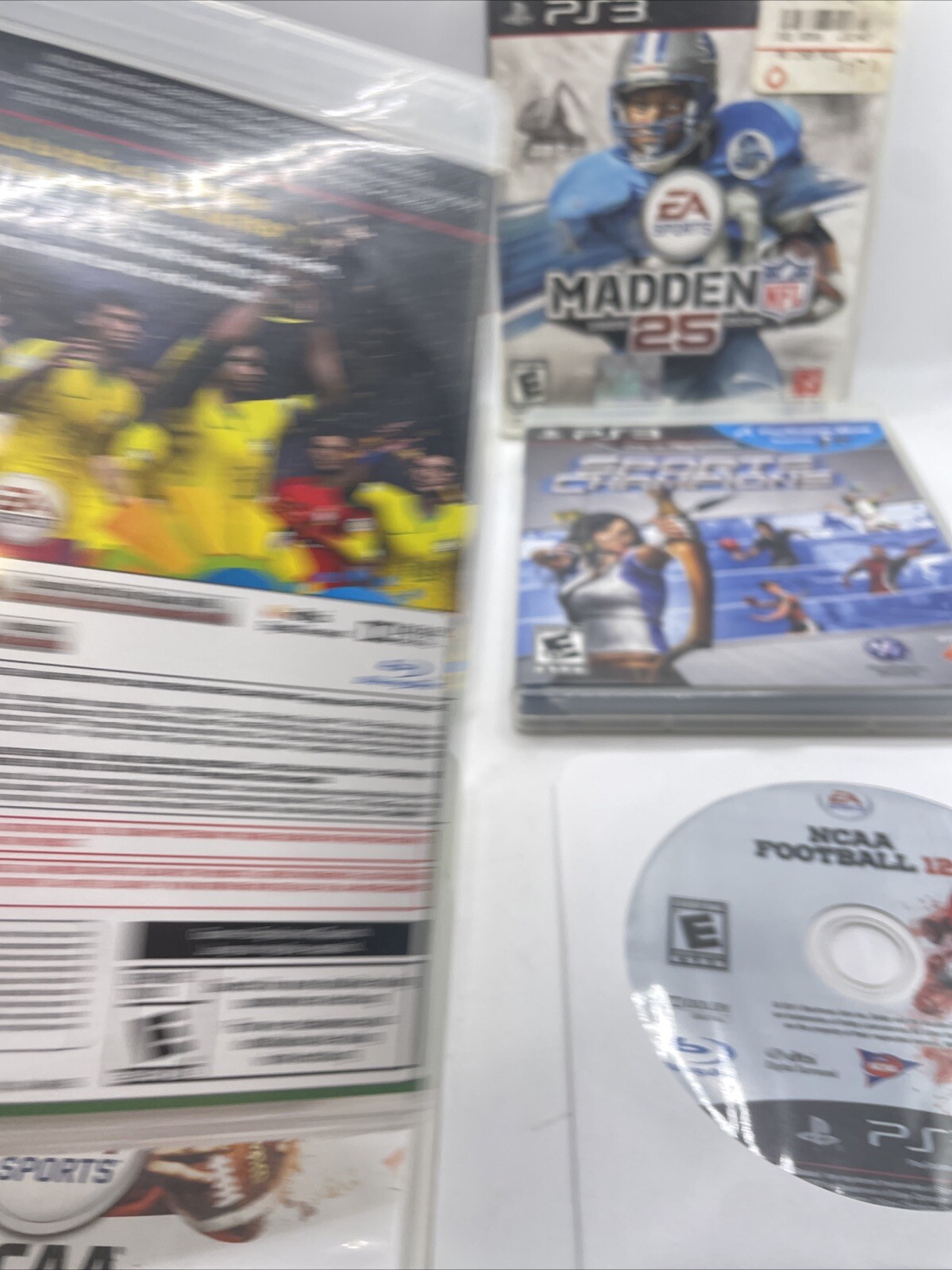 PS3 Lot Of 6- Madden 12,25/NCAA Football 10,12/Brazil Soccer 2014 & Sports Champ