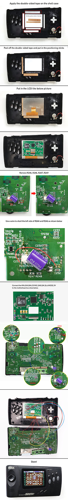 OSD Menu 3.5” HD 640×480 IPS Hight Light LCD RGB Board for SEGA Nomad Console