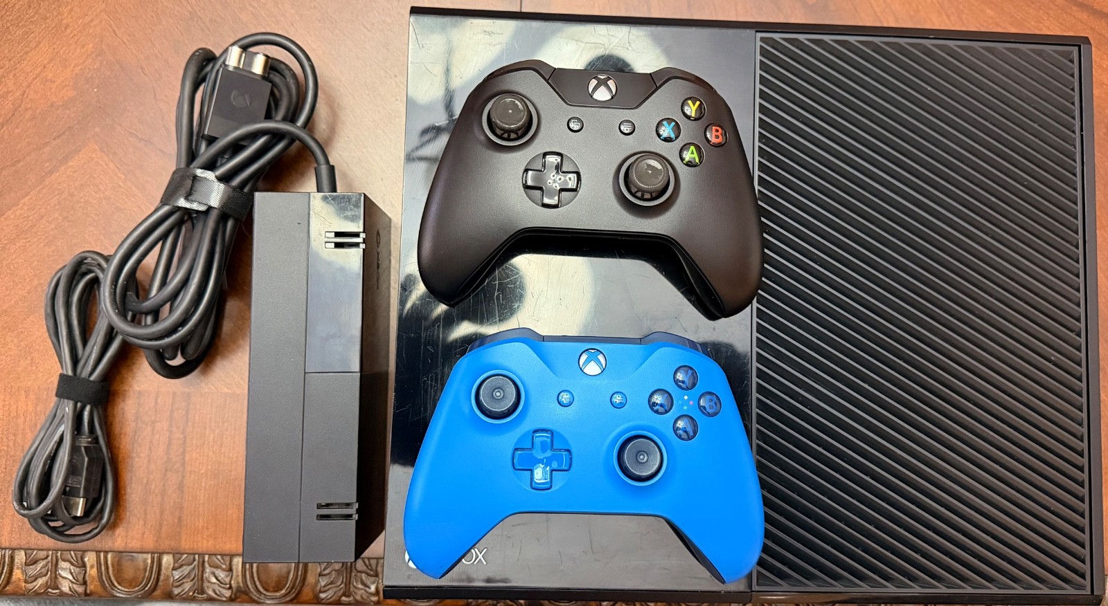 Microsoft Xbox One Black Console with 2 Original Wireless Controllers, HDMI, PWR