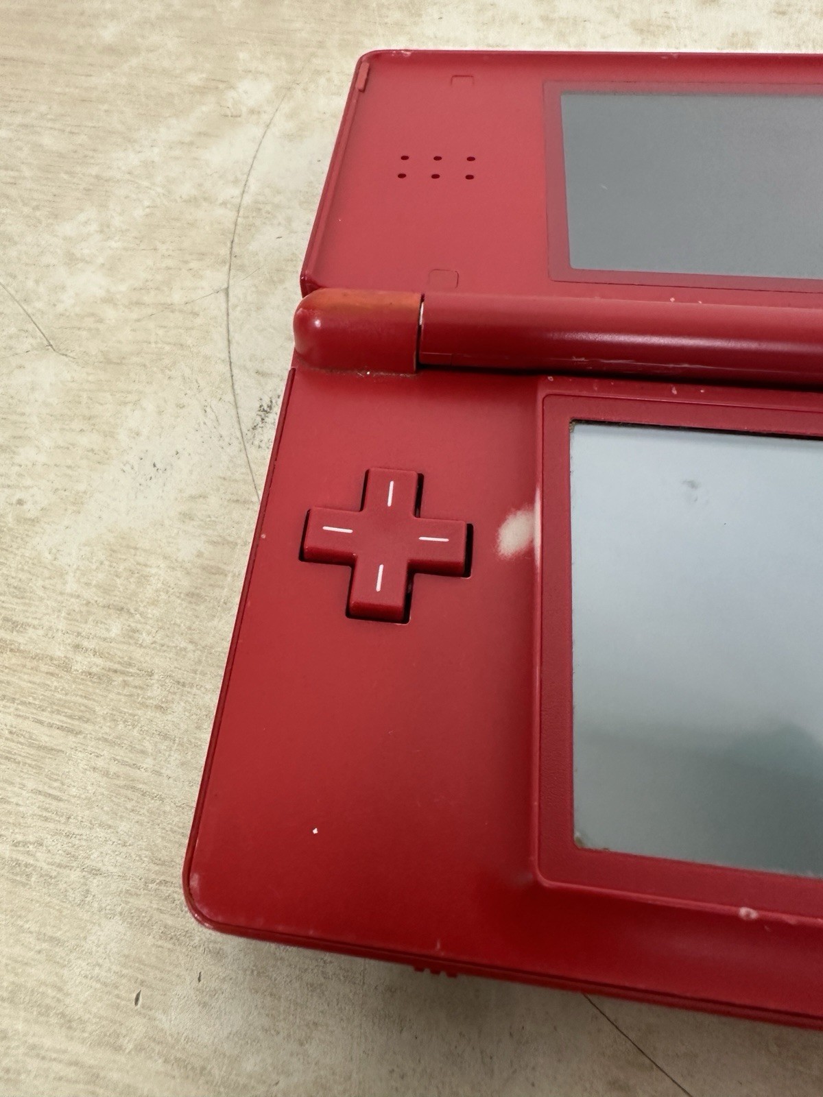 Nintendo DS Lite Mario Edition Console w/ Charger & GBA Cover: WORKS! BAD HINGE!