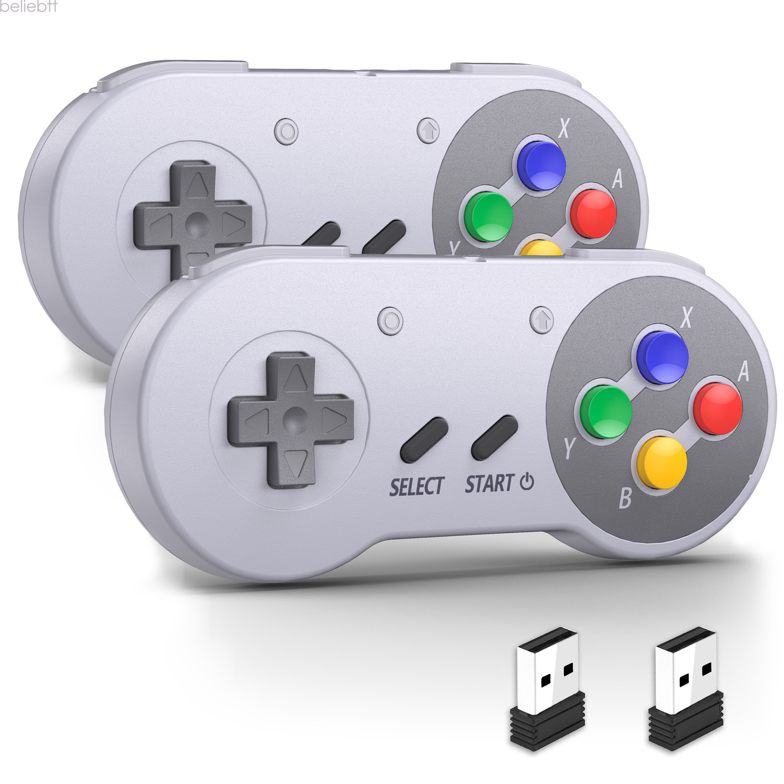 2 Pack Wired/ Wireless SNES USB Controller Gamepad Joystick Super Classic for PC