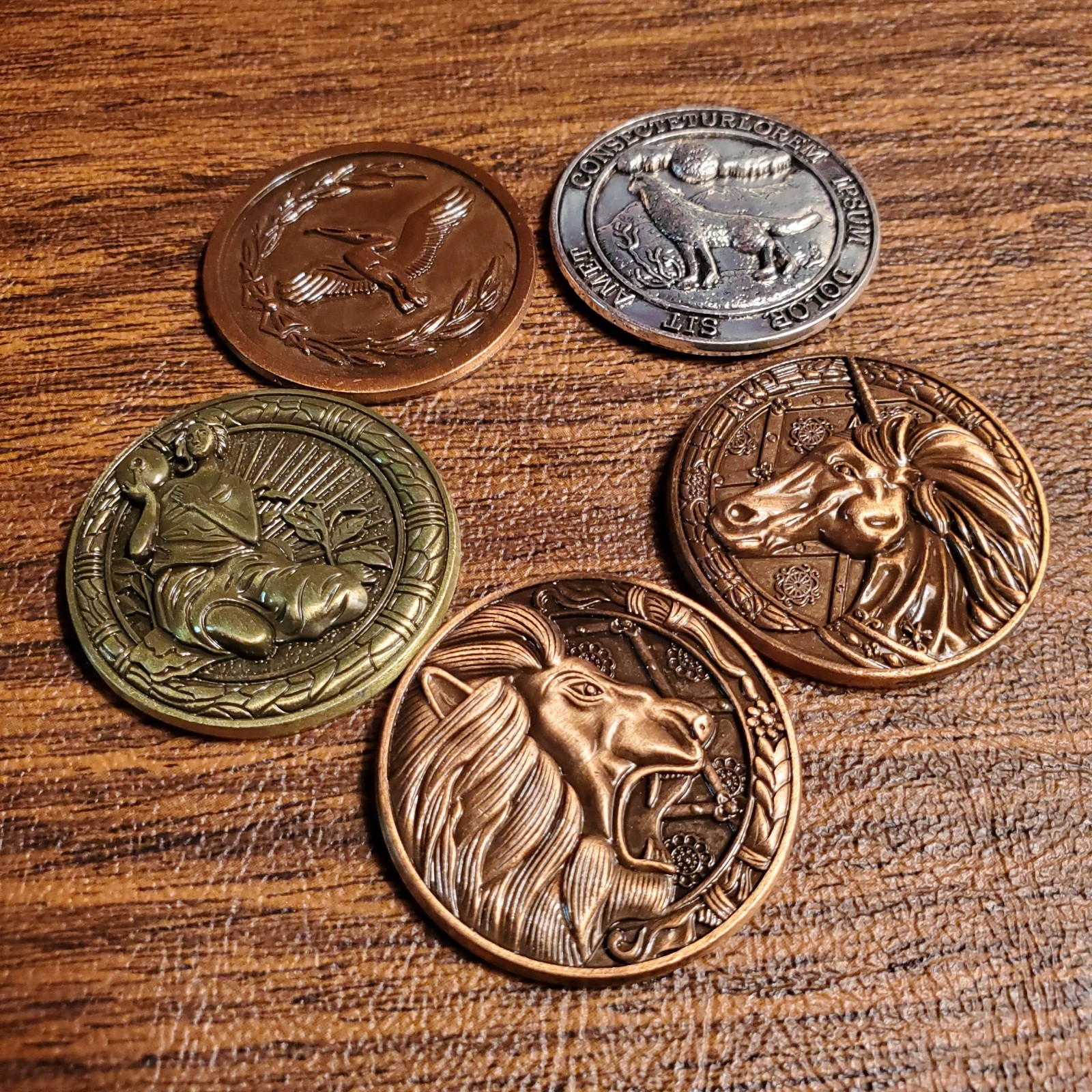 Novelty Resident Evil Coins. 5 Medallion set Collectible Metal NEW. PS4 Xbox