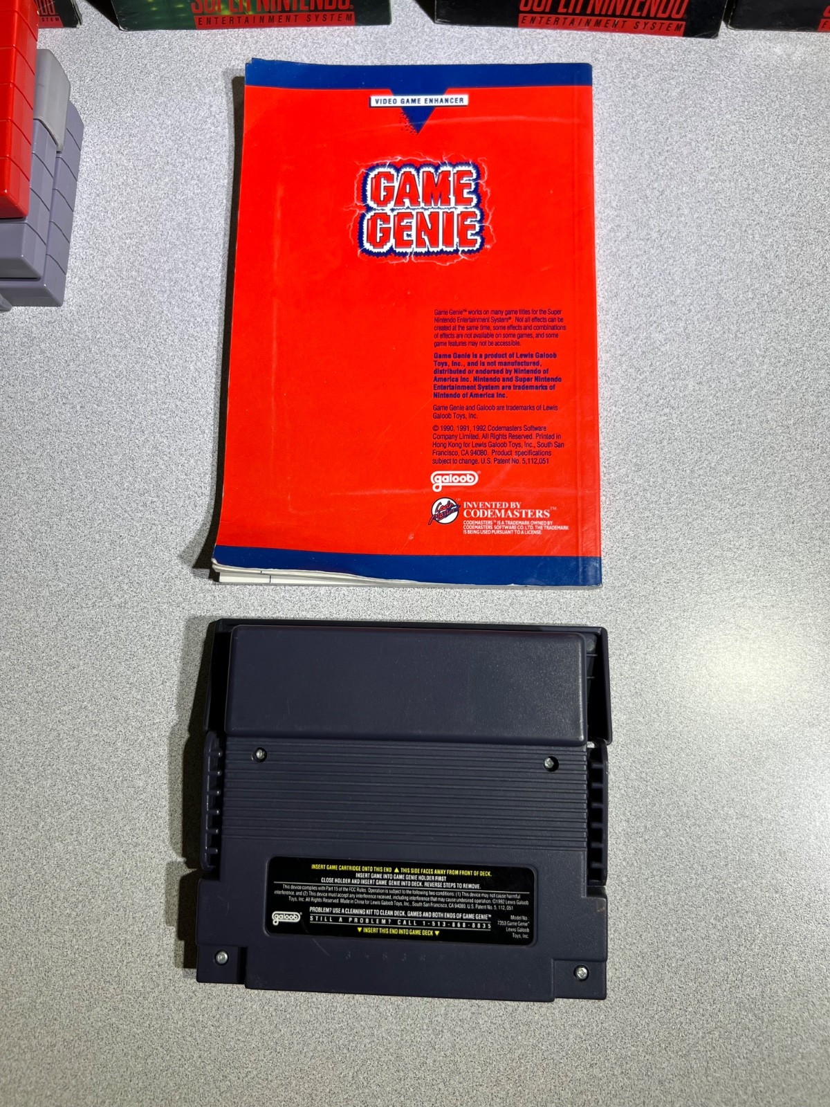 Super NES SNS-001 Console, Controllers, Paint Pad w/Mouse, Game Genie & 7 Games