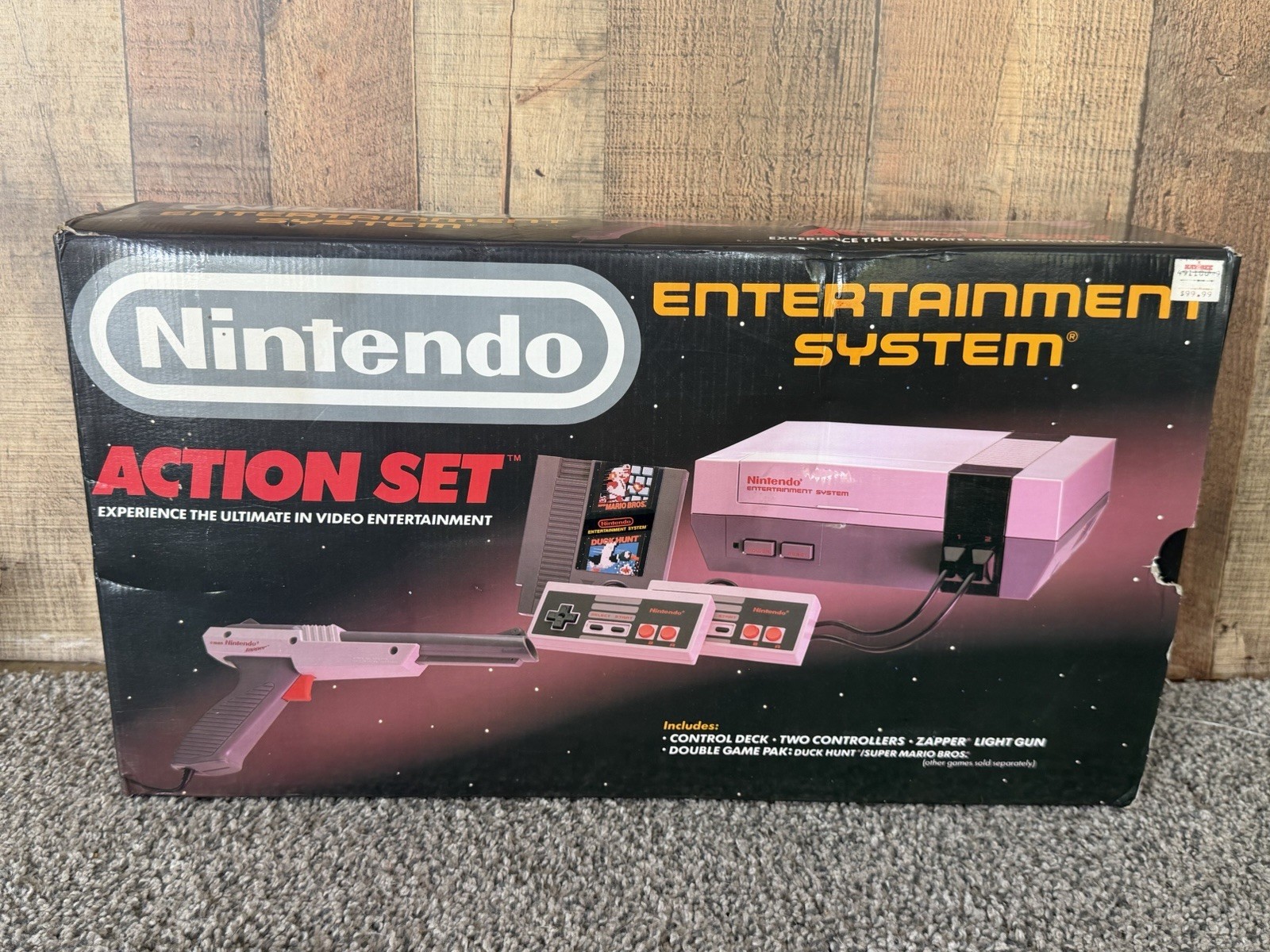 VINTAGE NINTENDO ACTION SET CONSOLE WITH BOX GAME CONTROLLERS INCOMPLETE