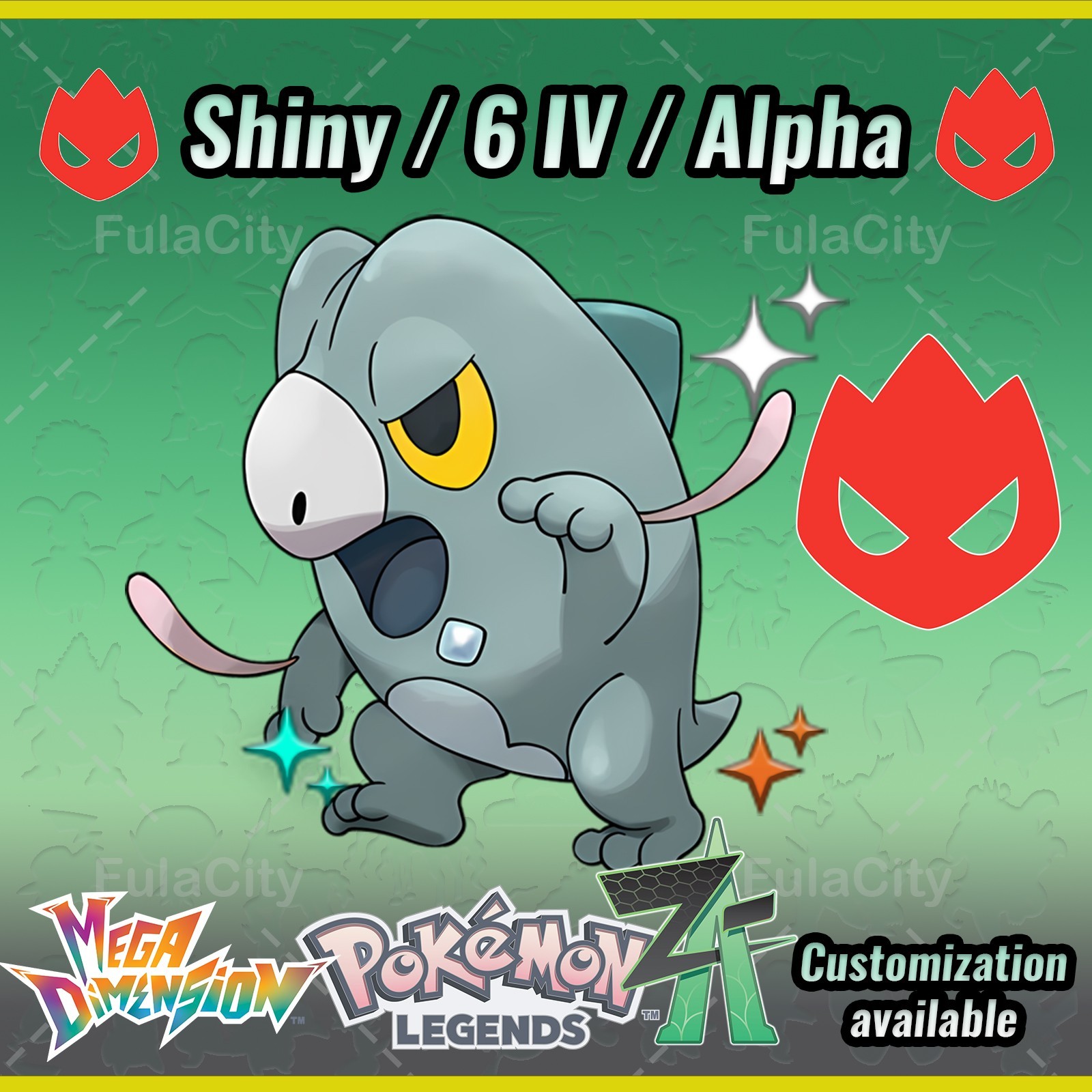 Frigibax ❗❗❗ Alpha Shiny ❗❗❗ Pokemon Legends ZA ⚫ 6 IV 🟢 @ Any item