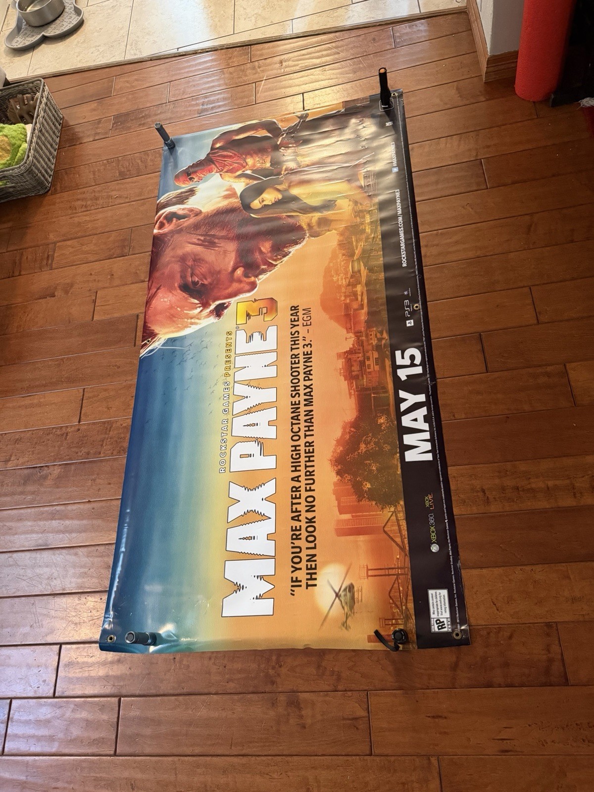 Max Payne 3 Promo Display Vinyl Banner LARGE 36″ X 70″ Store Display Double Side