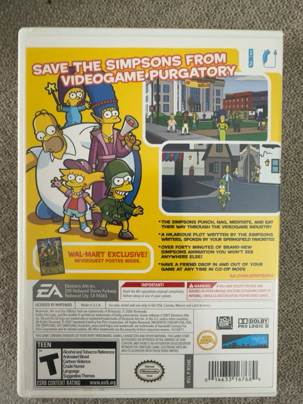 The Simpsons Game Nintendo Wii CIB Complete w Manual Wal-Mart Poster Tested A+