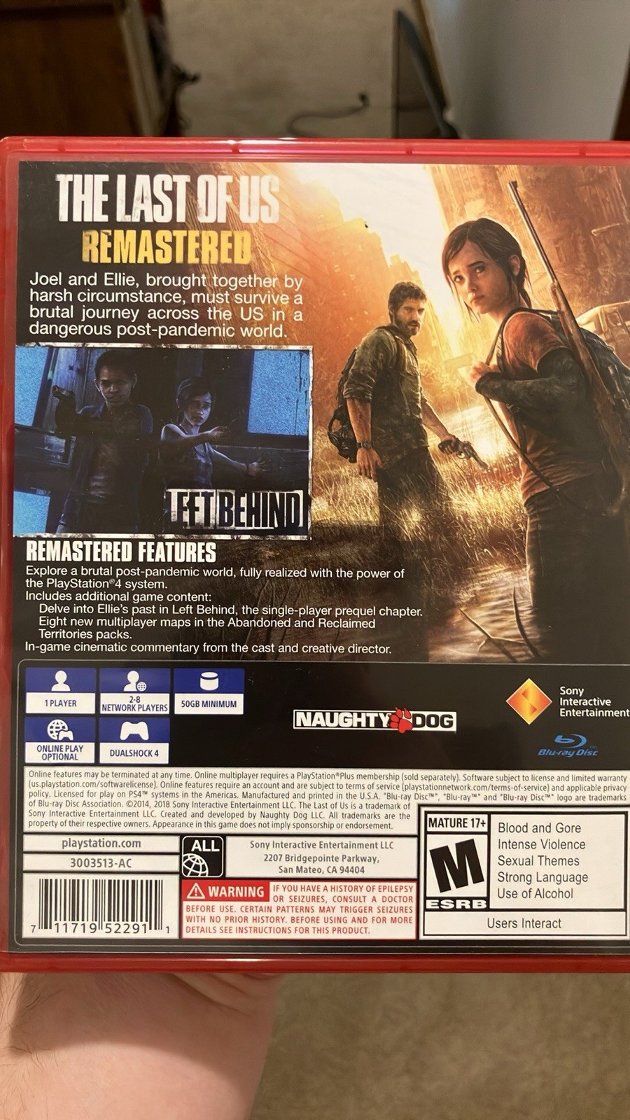 Sony The Last of Us Remastered PS4 2014 M PlayStation Hits Online NTSC-U/C