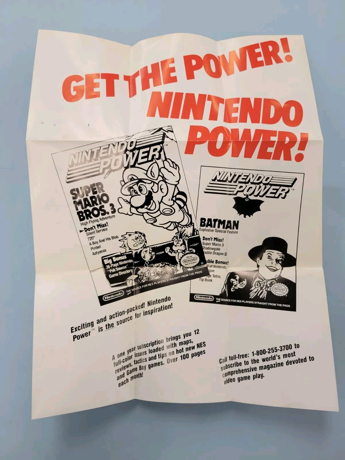 NINTENDO “Now You’re Playing POWER” Game 1990 Promo Fold-Out Insert GP-NES-US