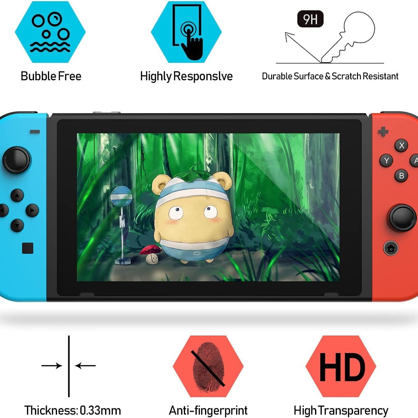 Tempered Glass Screen Protector Premium Ultra Clear HD For Nintendo Switch