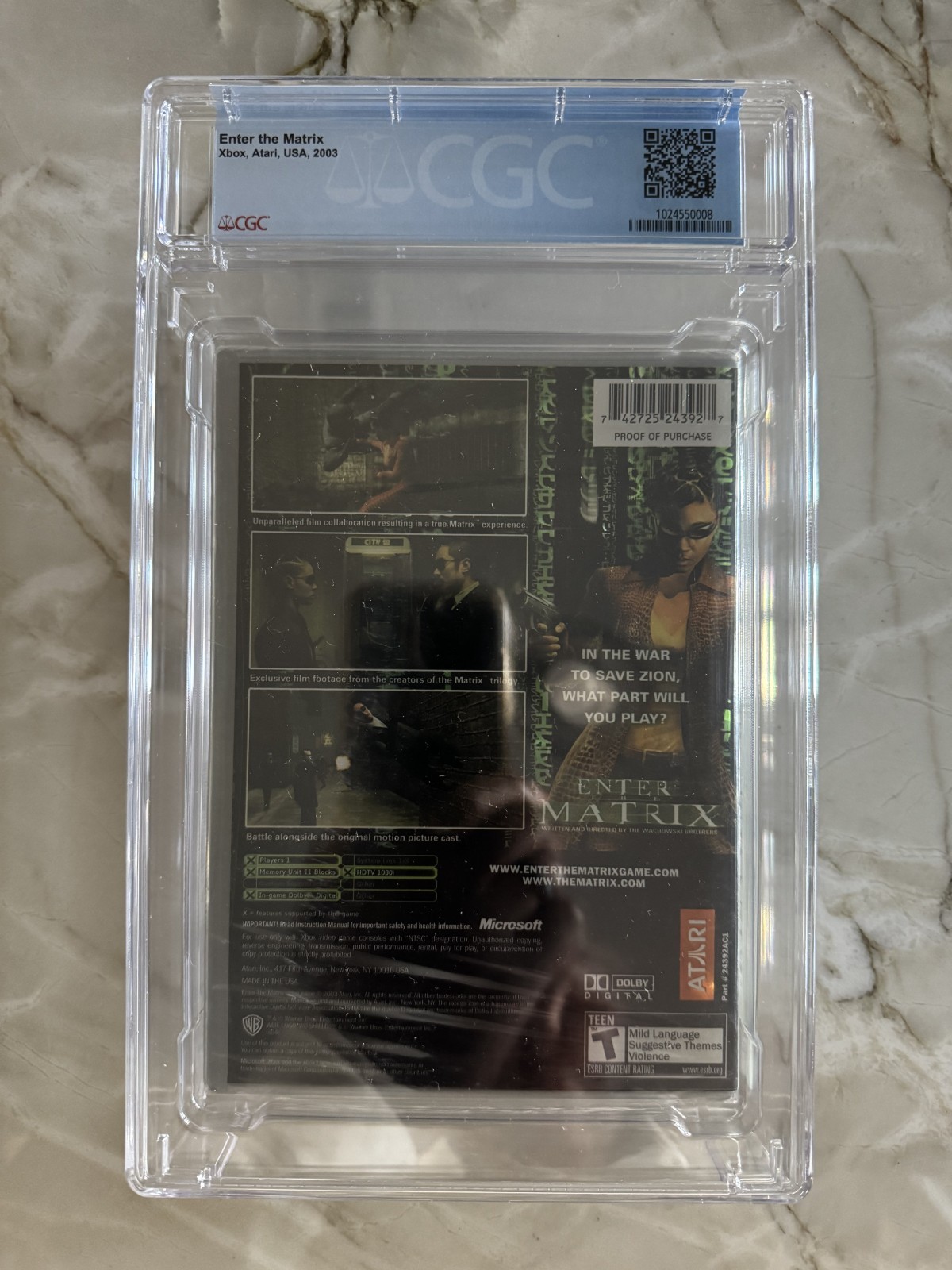 Enter the Matrix CGC Graded 9.8 Microsoft Xbox Platinum Hits SEALED 2003