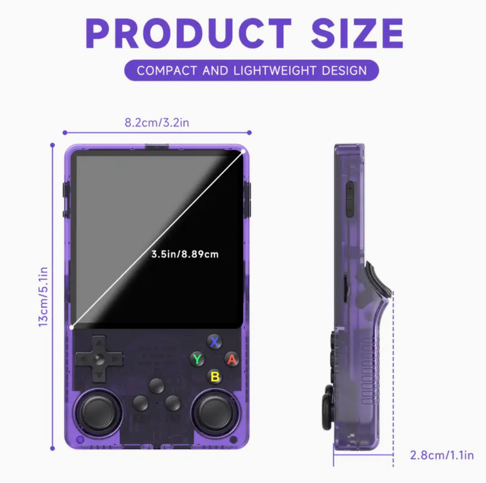 Retro Handheld Game Console – Purple, Color Screen, 3000mAh Battery