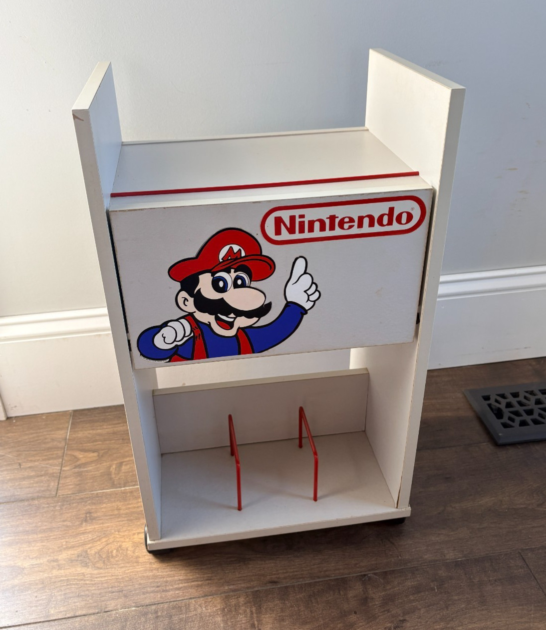 Vintage 1989 Nintendo Mario Video Game Rolling Storage Cart Cabinet