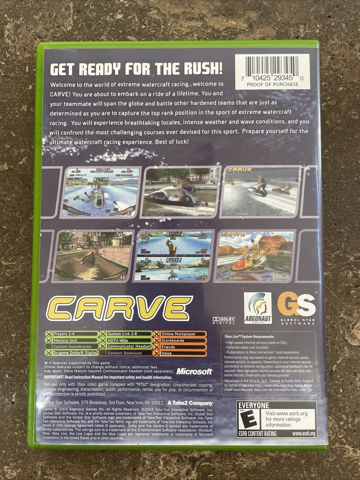 Carve Microsoft XBOX Global Star Software