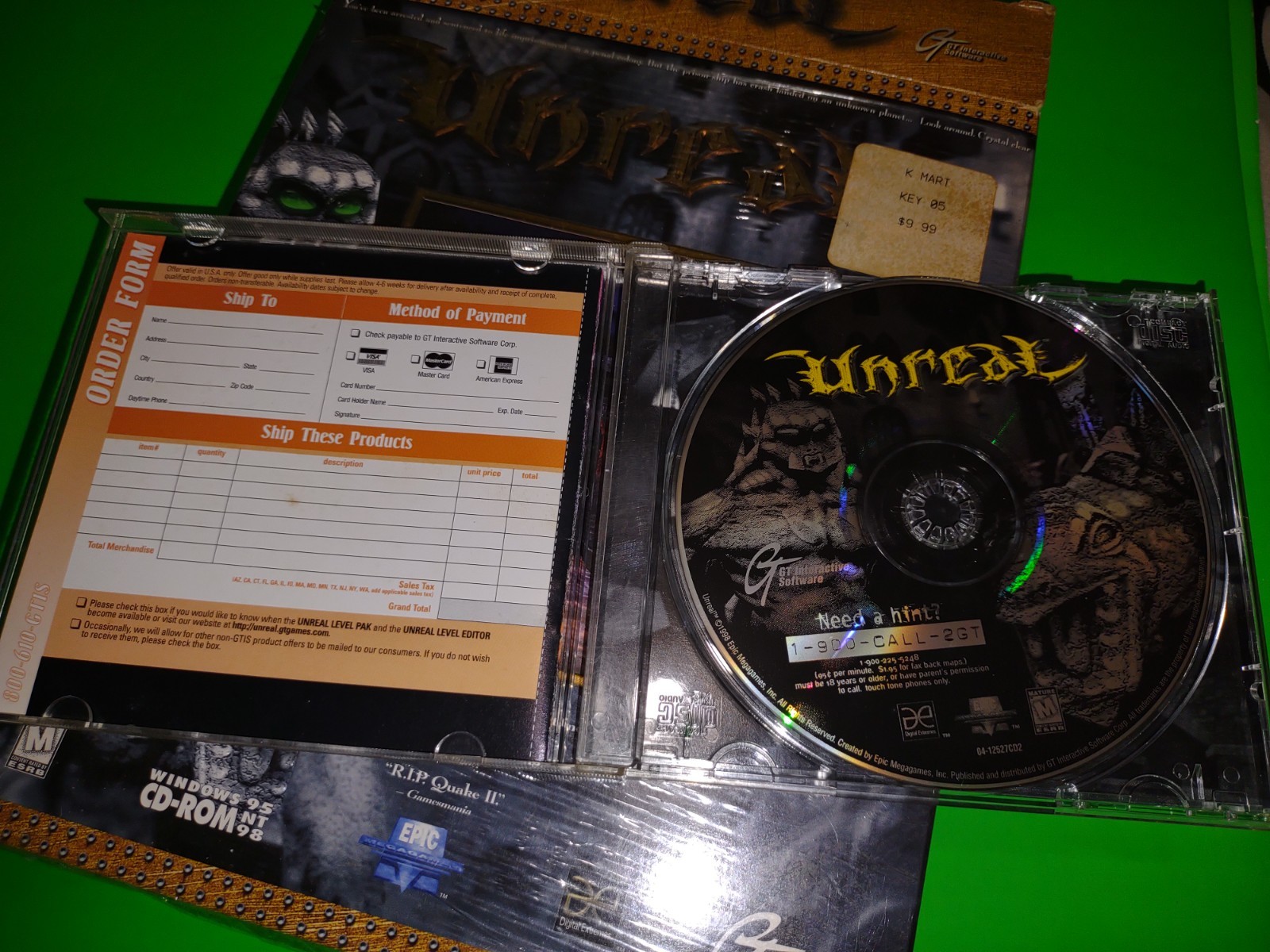 Big Box Unreal Tournament PC CD ROM Game by GT Interactive Non-Shadow Box