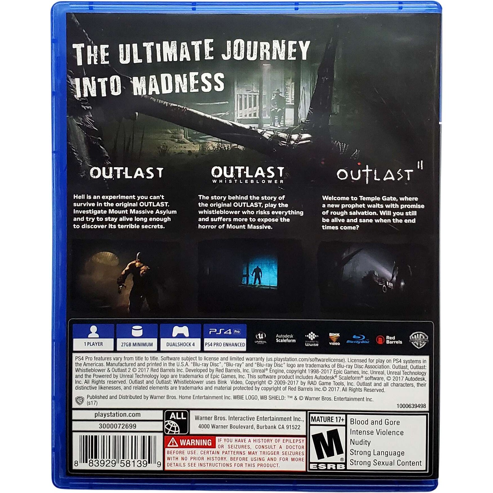 Outlast Trinity – Sony Playstation 4 PS4 Pristine Tested 1Y Guarantee