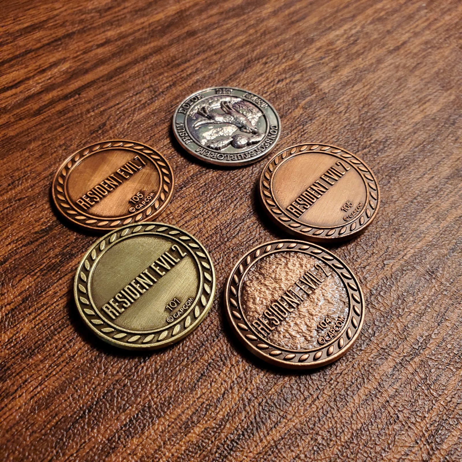 Novelty Resident Evil Coins. 5 Medallion set Collectible Metal NEW. PS4 Xbox