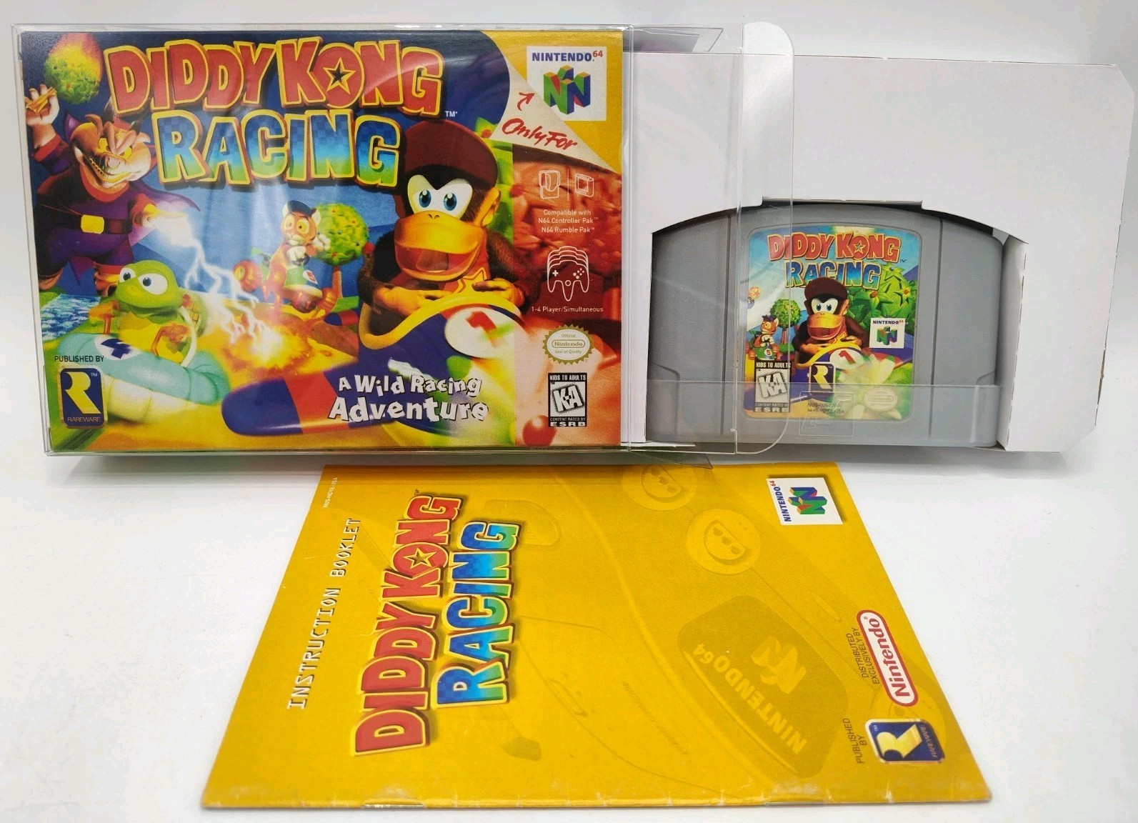 Diddy Kong Racing – (N64, 1997) *VGC w/ Manual + Case Protector* Tested! READ!!!