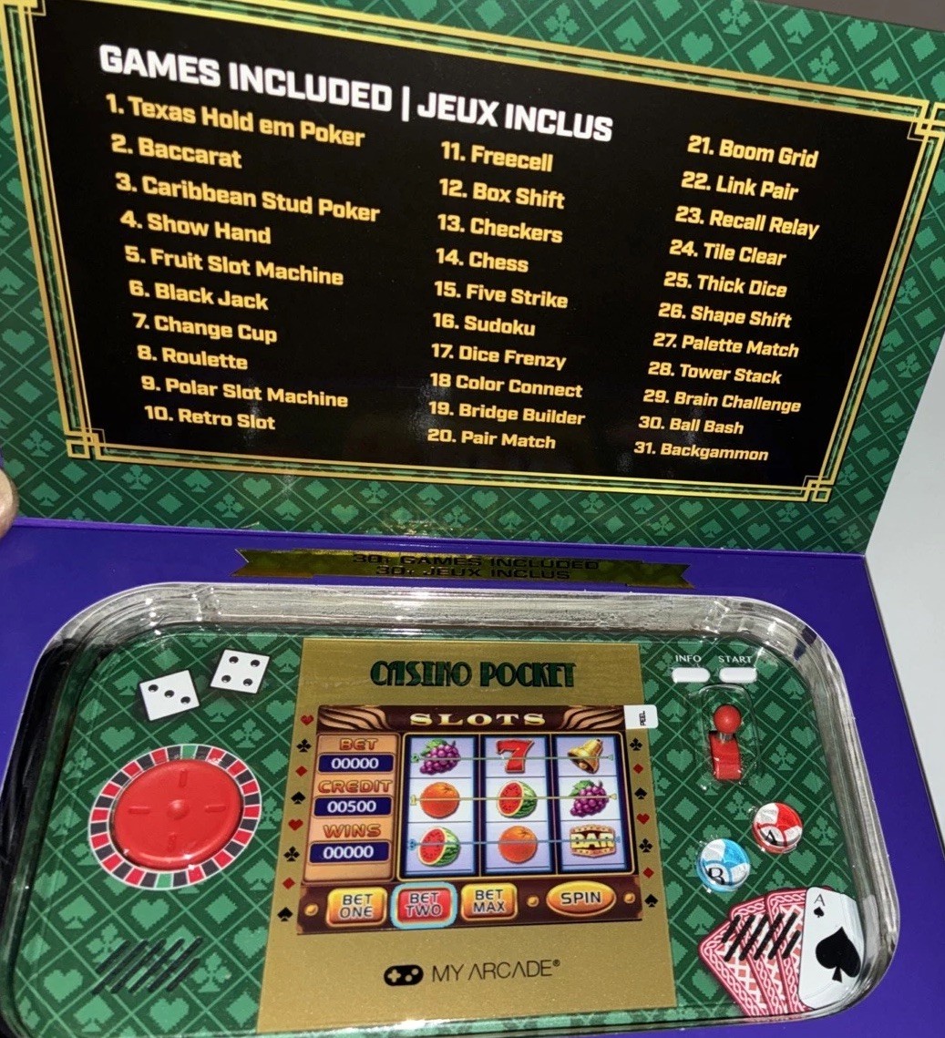 MY ARCADE POCKET PLAYER MAX PORTABLE GAMING SYSTEM OVER 30 Casino Style Games