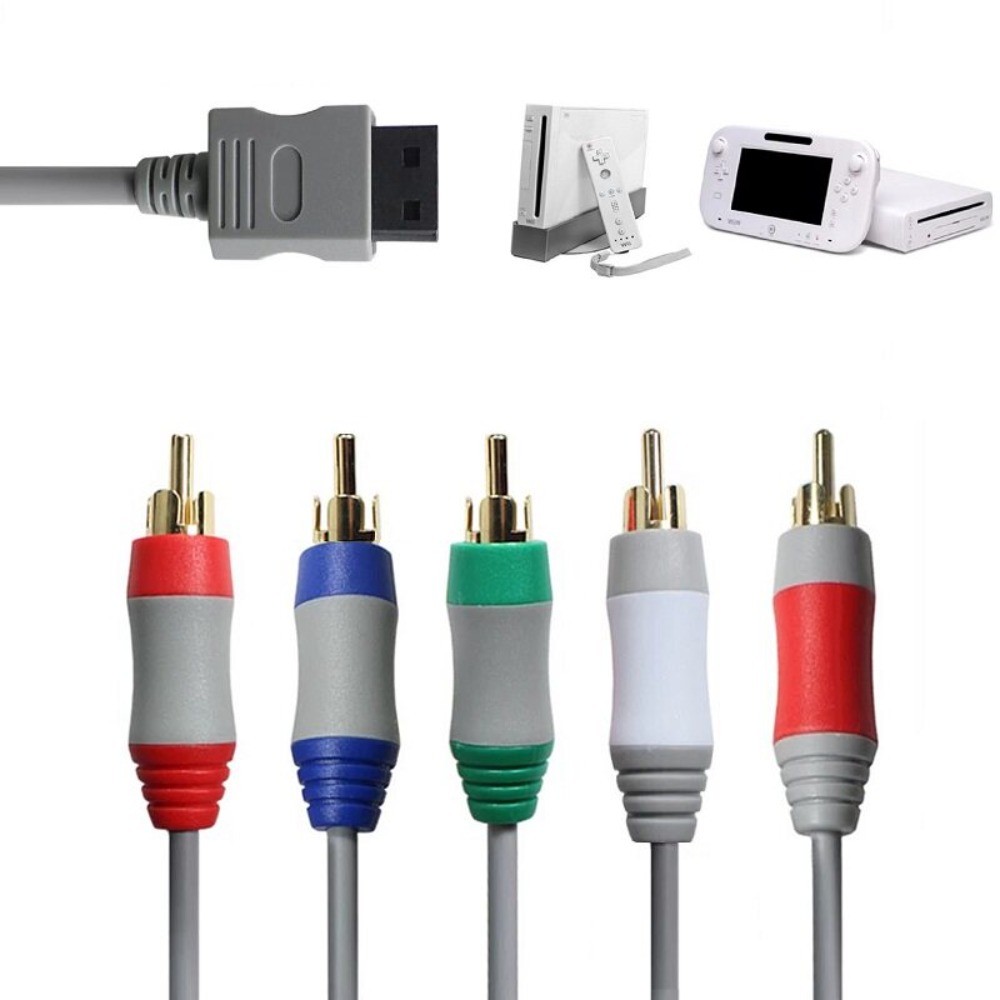 Component AV Cable for Wii / Wii U RGB Video Audio Red Blue Green Gold Plugs