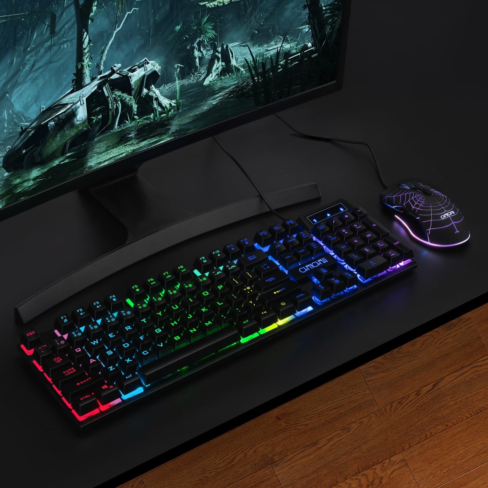 CHONCHOW Gaming Keyboard and Mouse for Mac PC PS5 PS4 Xbox One Gamers, RGB Ba…