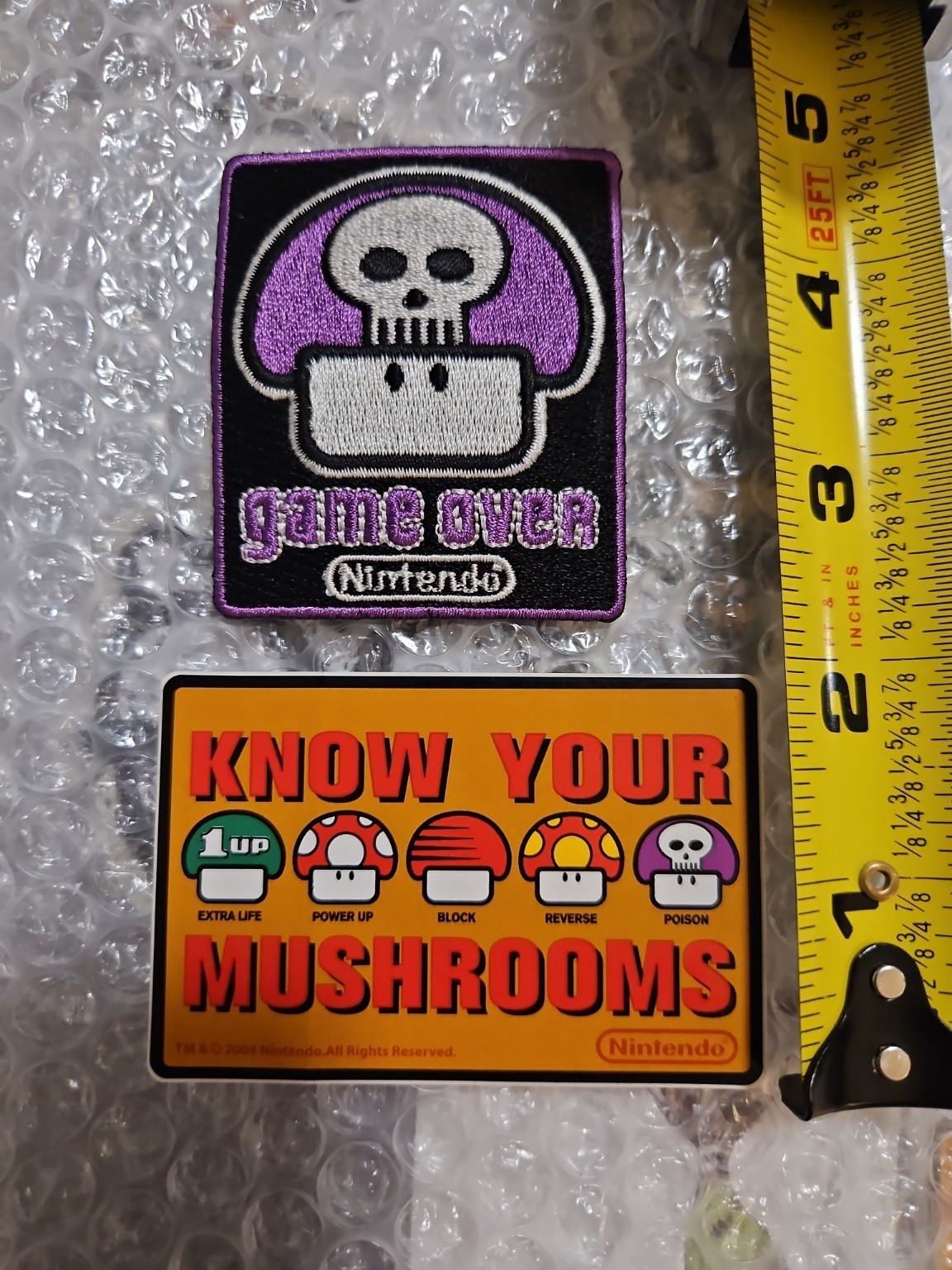 Vintage Nintendo “Game Over” Patch + FREE “Know Your Mushrooms” Sticker Bundle
