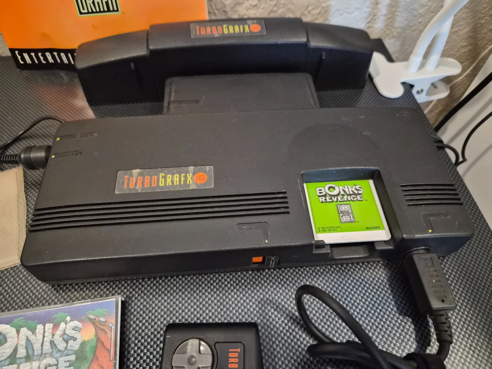 NEC TurboGrafx-16 Console w/Power Adapter RF Switch Controller Bonk’s Revenge