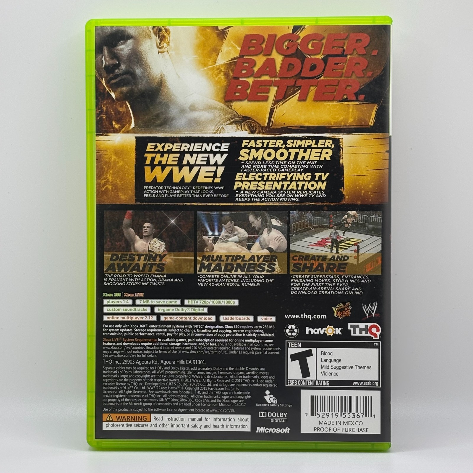 XBOX360 WWE Lot of 3 / SmackDown Vs Raw 2008 (Platinum), 2010, WWE12 / TESTED