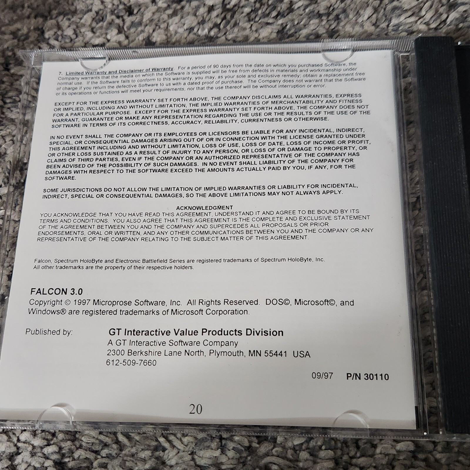 Video Game PC Falcon 3.0 Electronic Battlefield Series