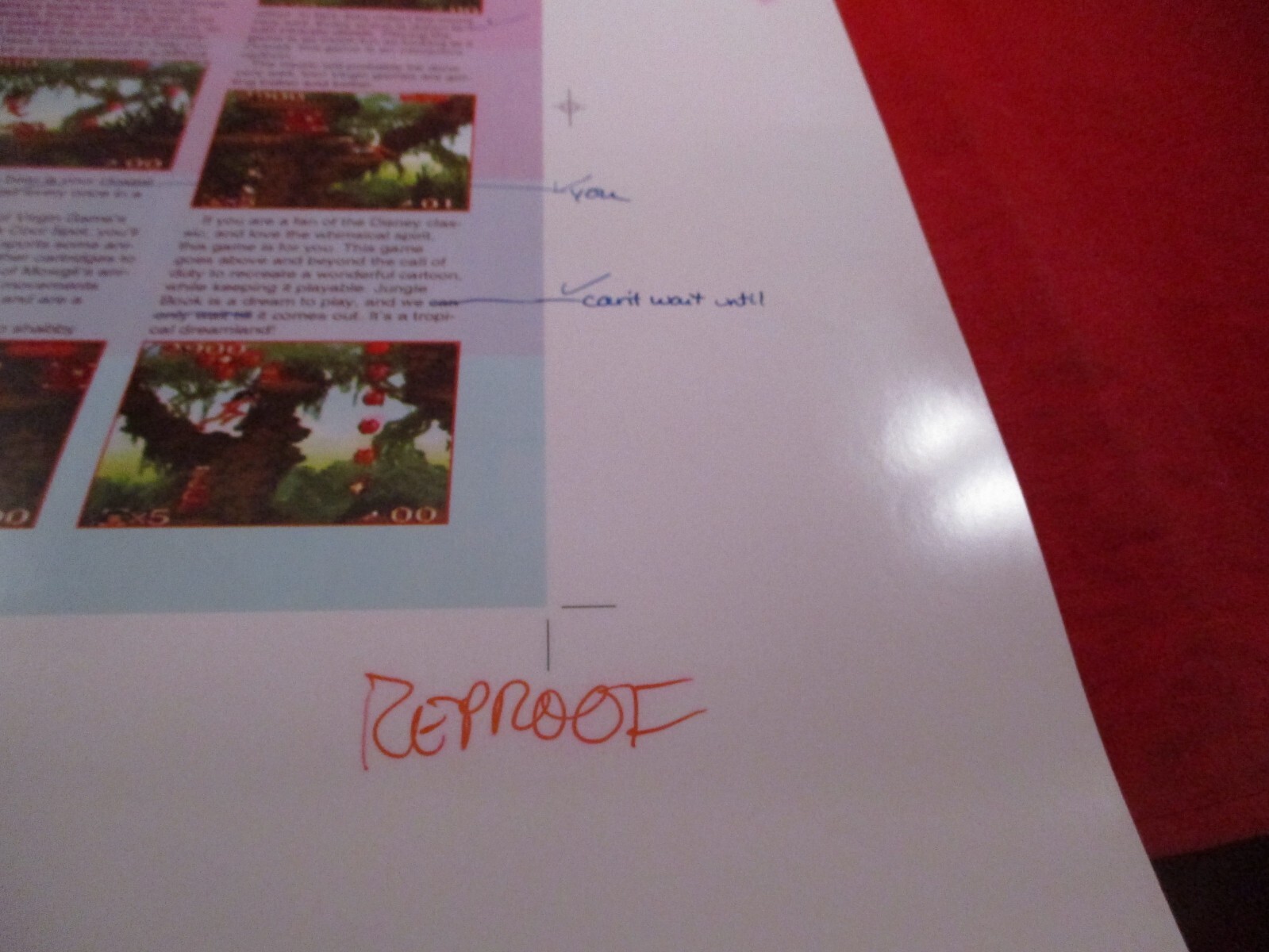 Super NES Buyer’s Guide Magazine Prototype Sheet Jungle Book “Blah Blah Blah”