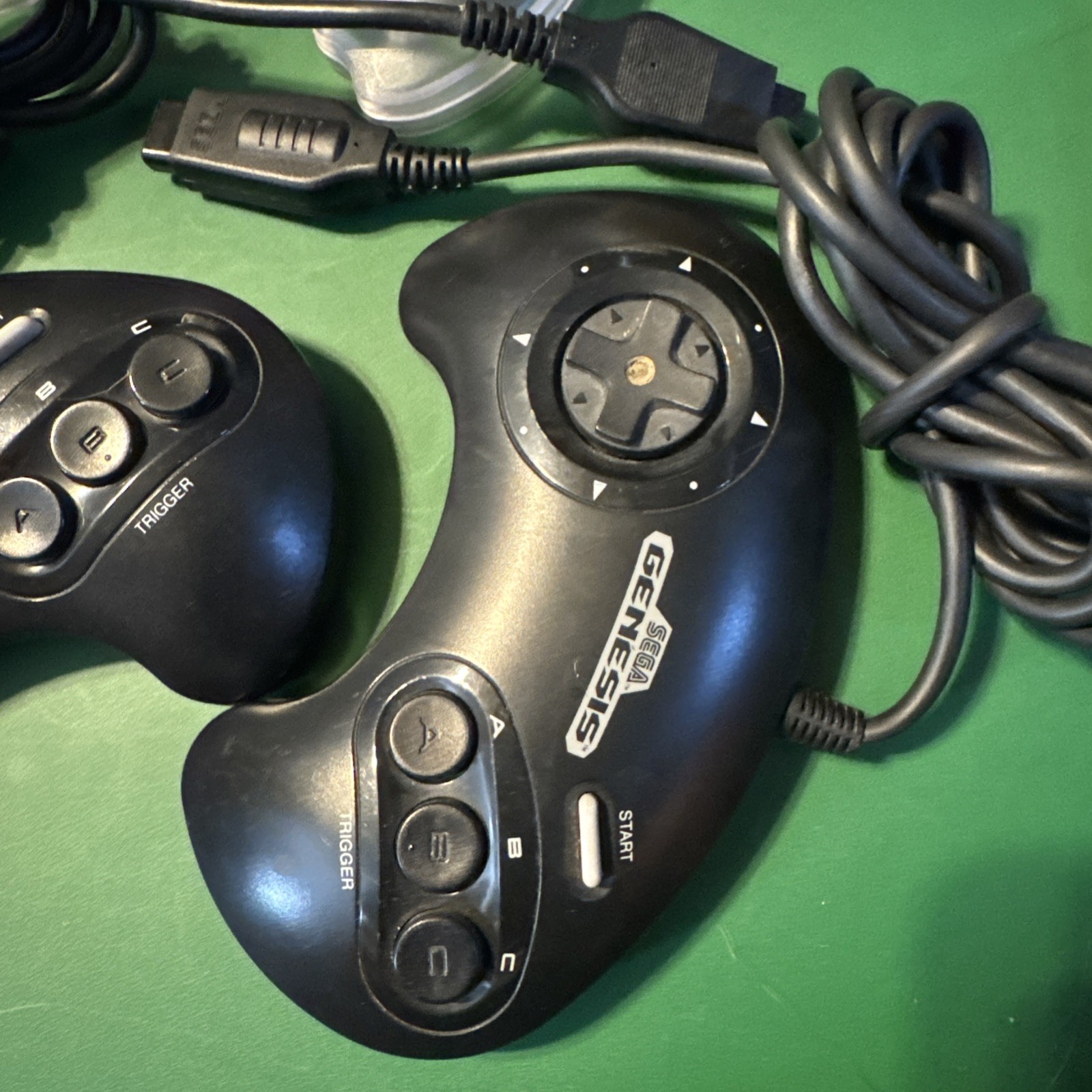 Sega Genesis 3 Button Controller Pair OEM Model 1650 Black Wired Control Pad Lot