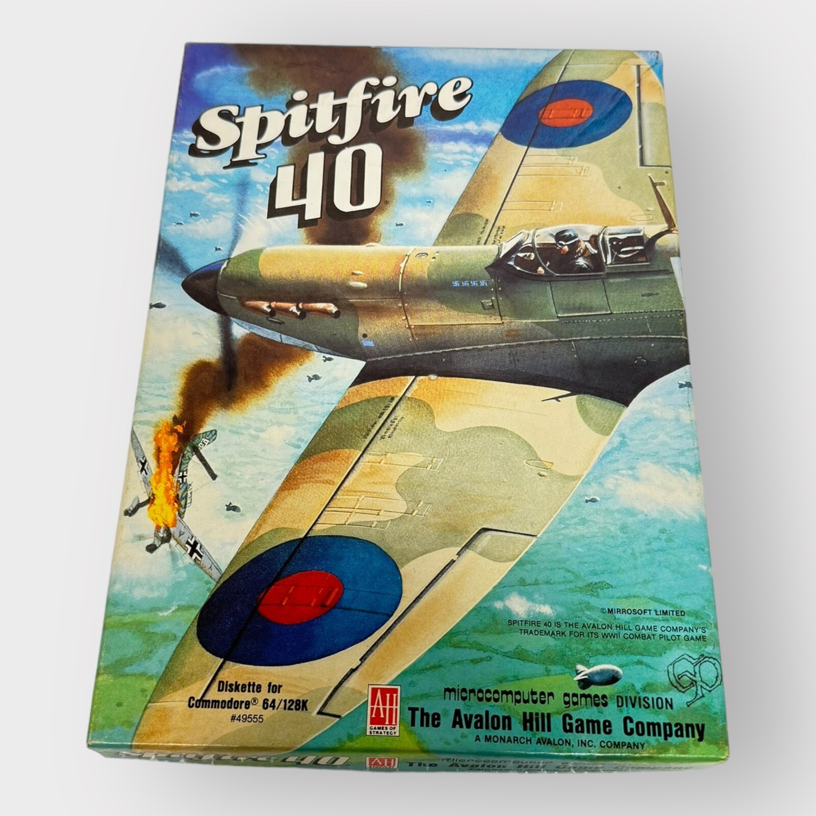 Spitfire 40 by Avalon Hill Commodore 64, 128 C64 C128 5.25″ disk, box and manual