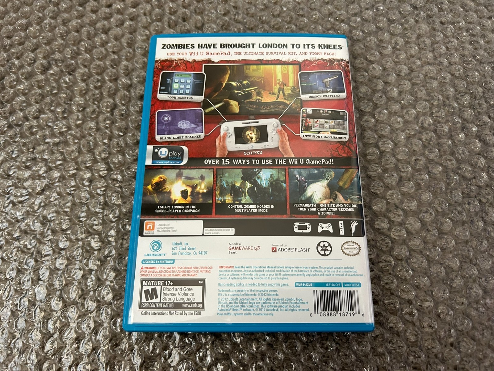 ZombiU Nintendo Wii U COMPLETE Game+Case+Manual