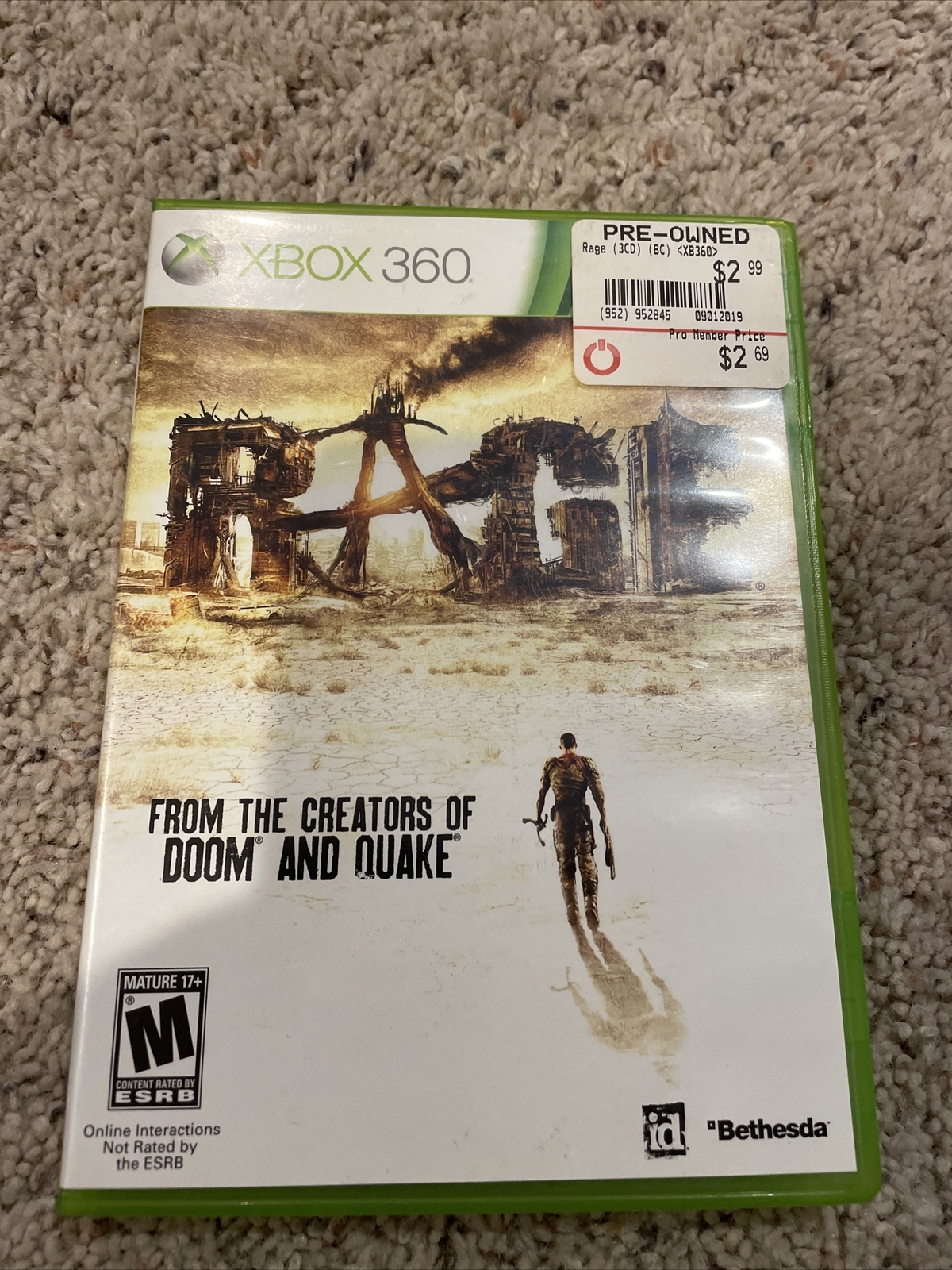 Rage (Microsoft Xbox 360, 2011) Complete CIB