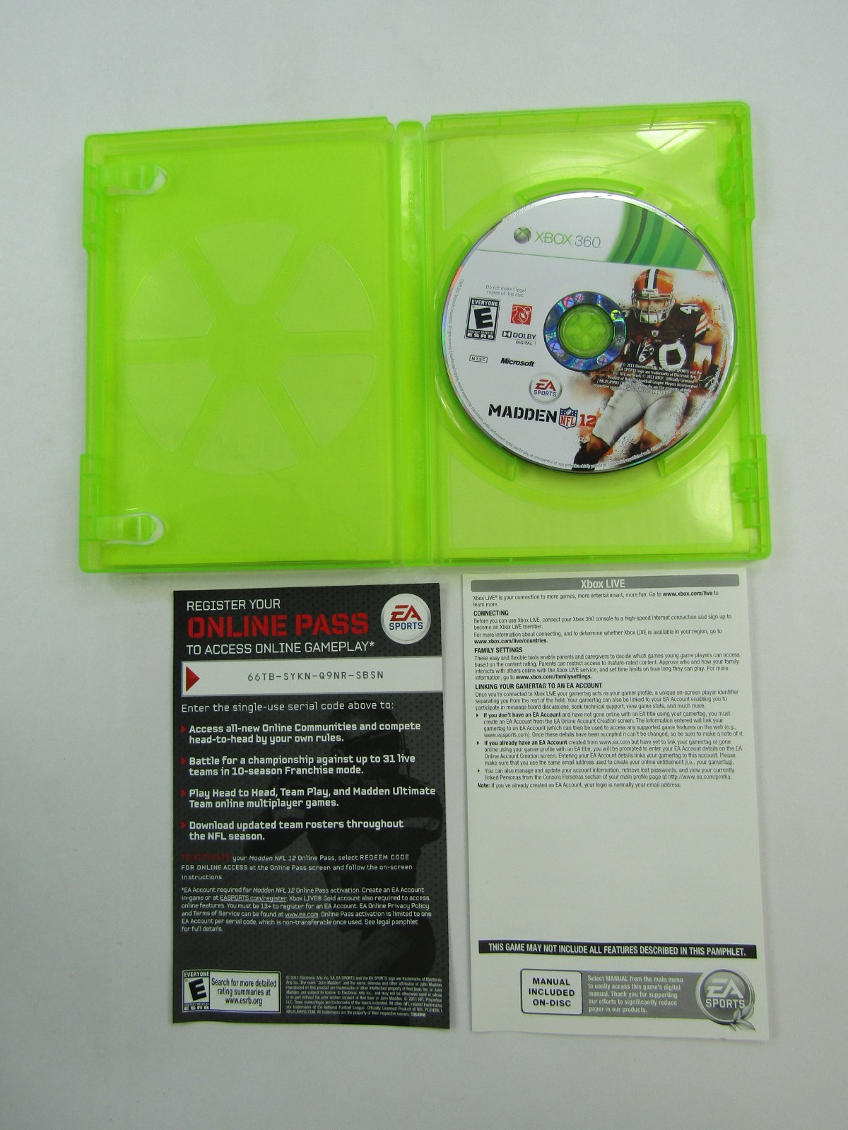 Madden 12 XBOX 360 Video Game EA Sports NFL Disc & Case
