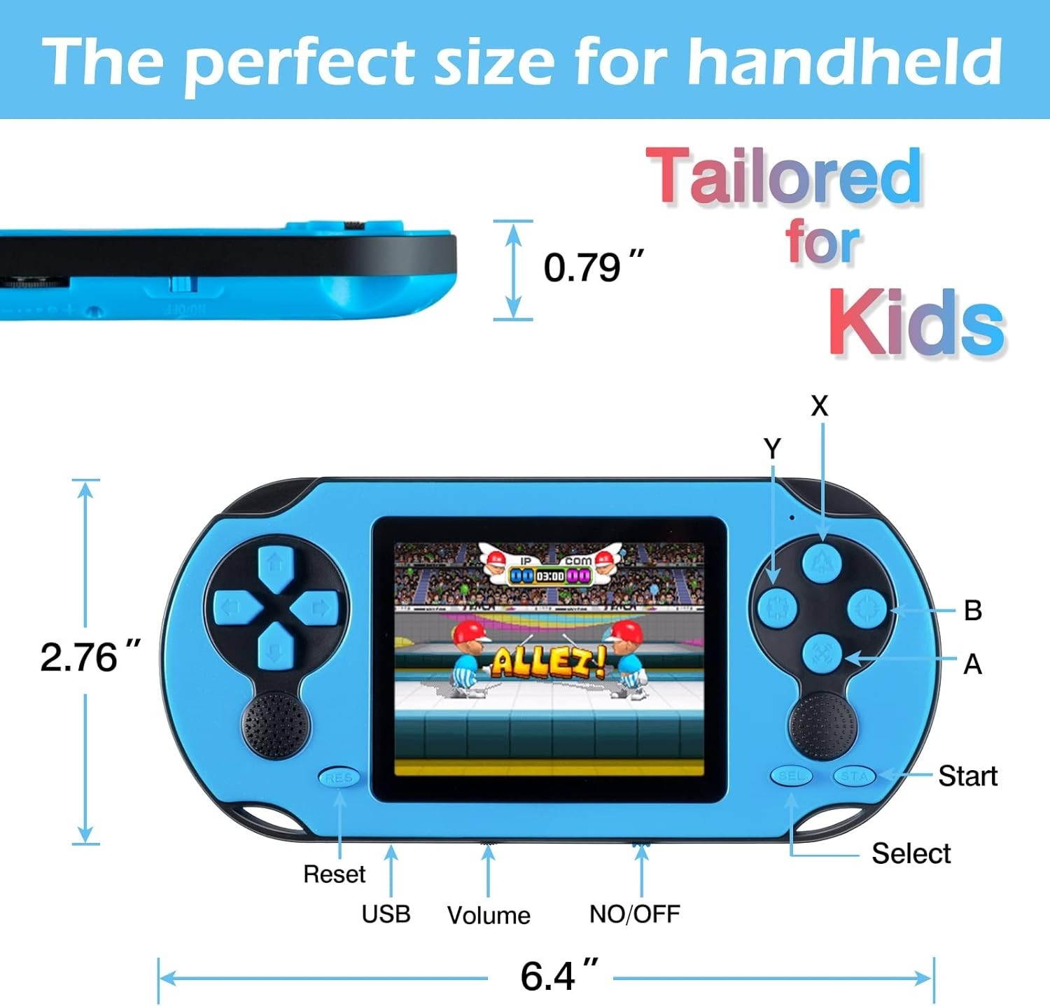 16 Bit Handheld Game Console for Kids Adults, 3.0” Large Screen Preloaded 230 H