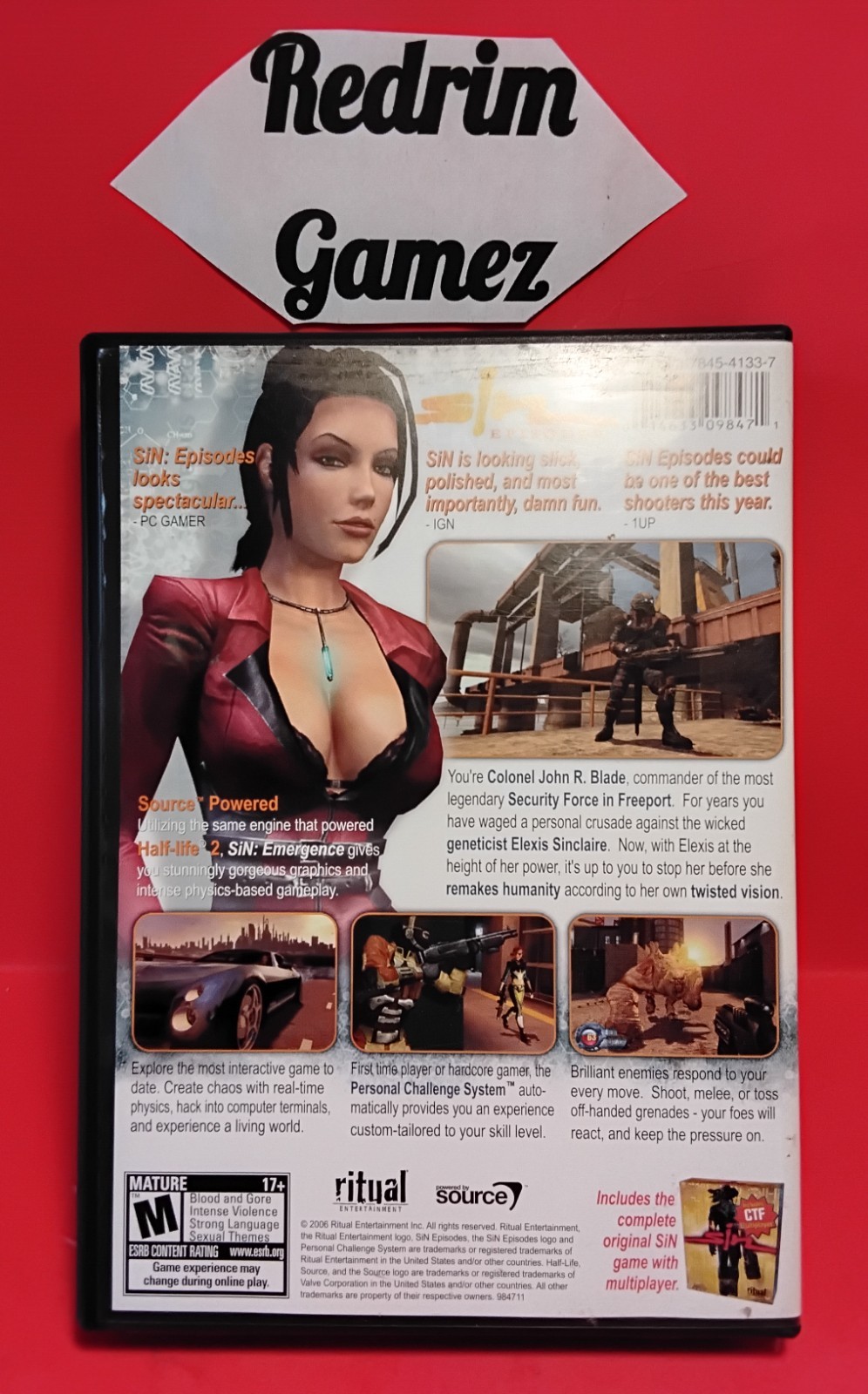 SIN Episodes One Emergence Complete w/Box Windows PC CD-Rom Video Games Sci-Fi