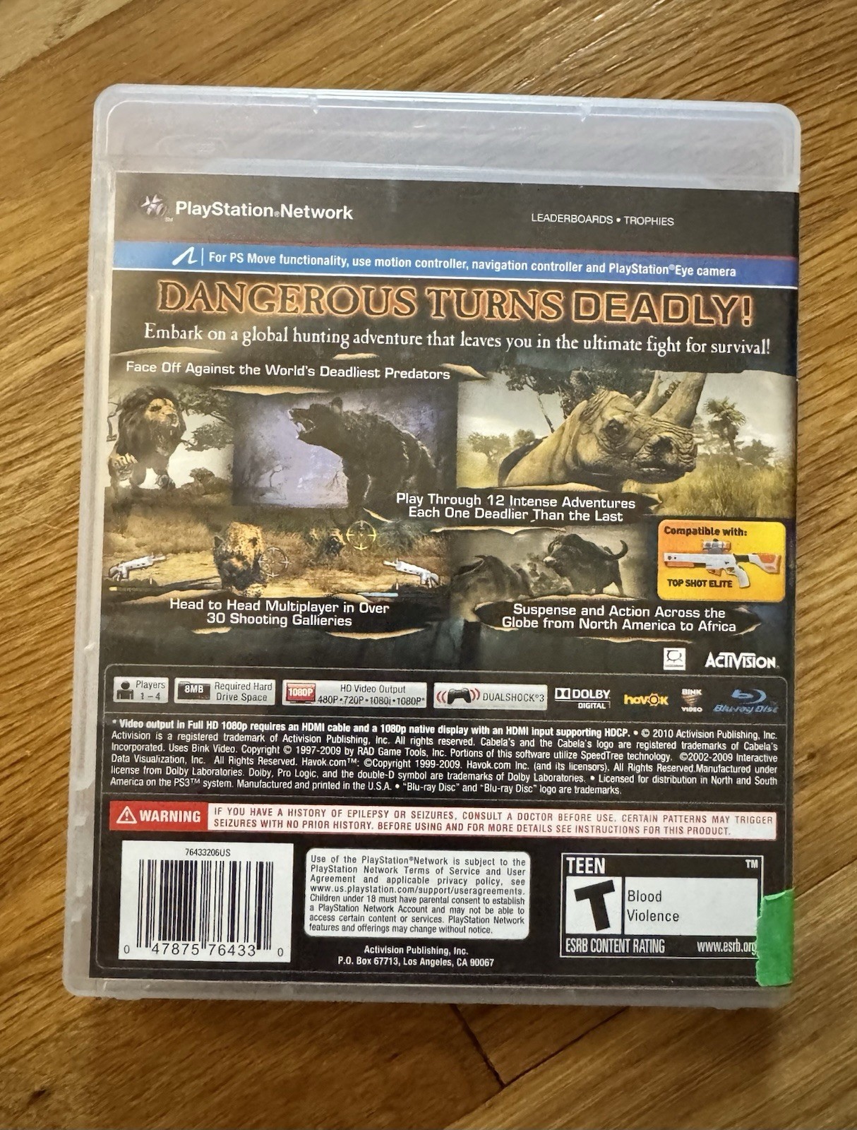 Cabela’s Dangerous Hunts 2011 (PlayStation 3, 2010). CIB w/ 3D Glasses. Tested