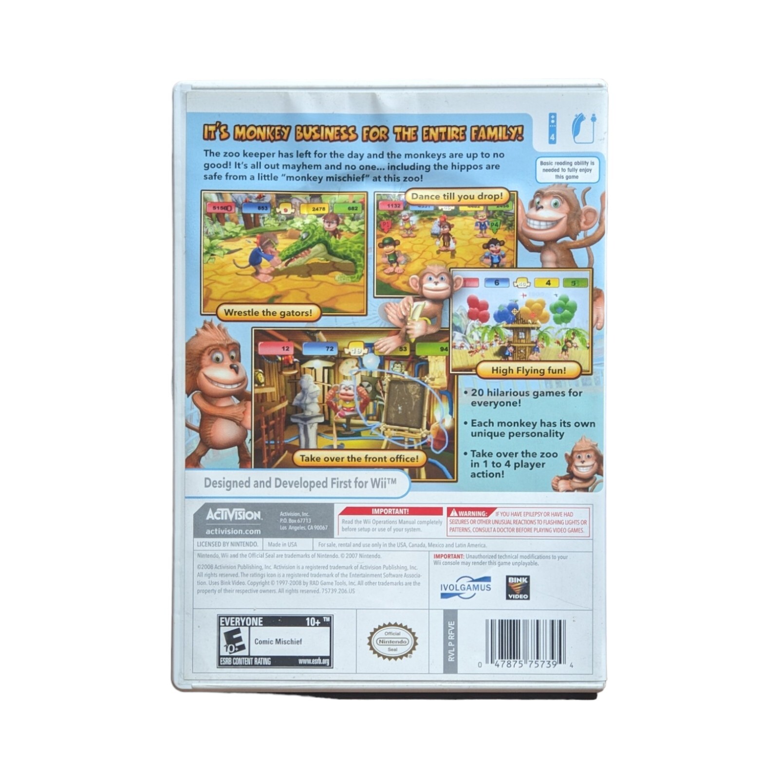 Monkey Mischief: Party Time Nintendo Wii 2008 Tested Disc and Case