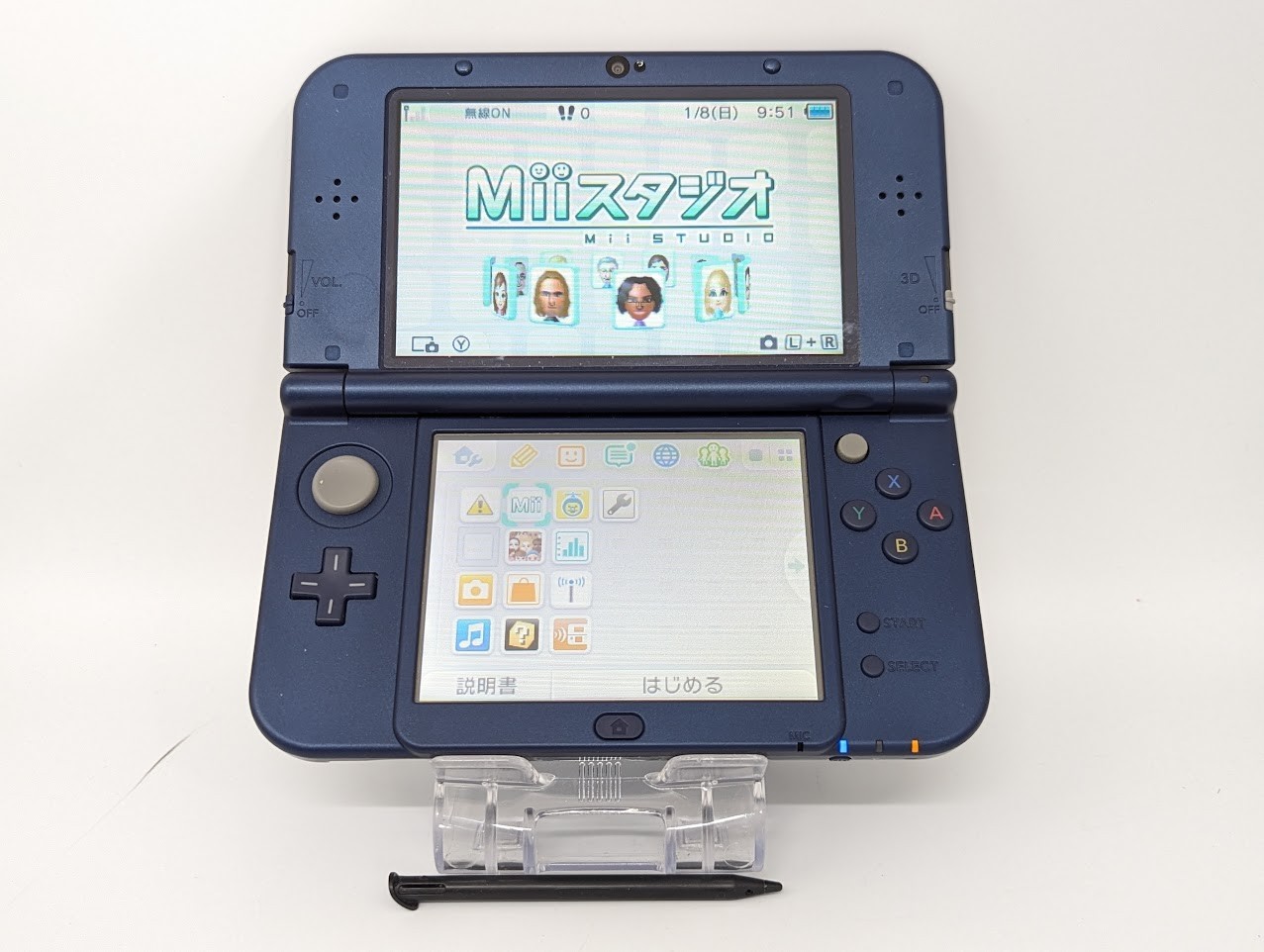 B755 Nintendo new 3DS LL XL console Metallic Blue w/box pen fx