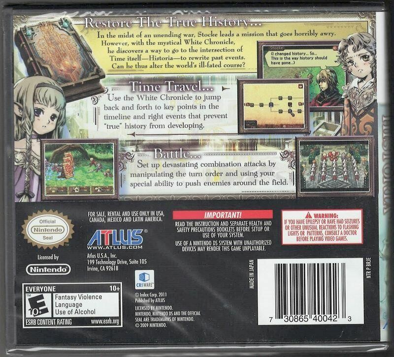 Radiant Historia NDS (Brand New Factory Sealed US Version) Nintendo DS, Nintendo