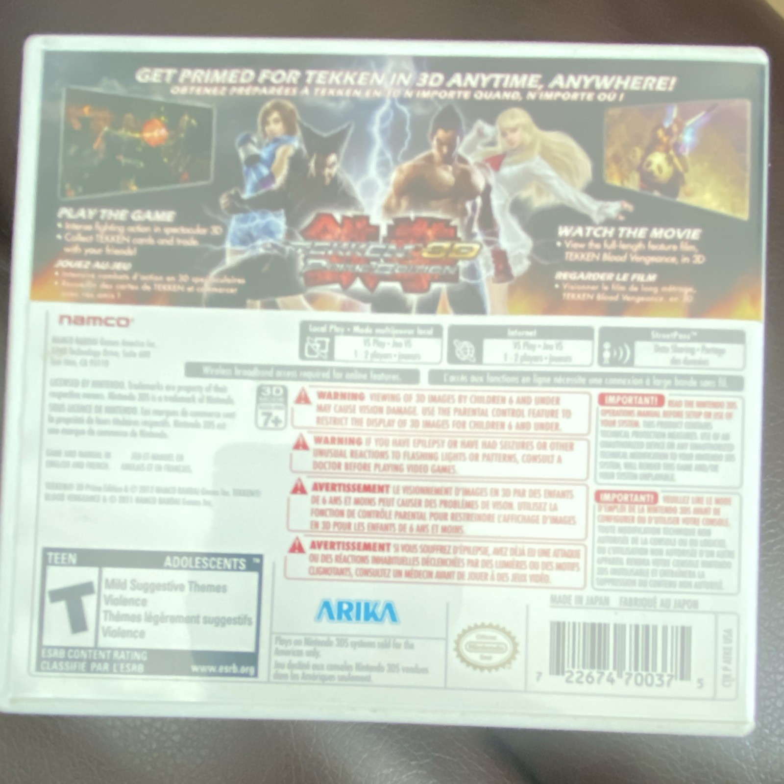 NAMCO Tekken 3D: Prime Edition Nintendo 3DS T-Teen Fighting Tekken